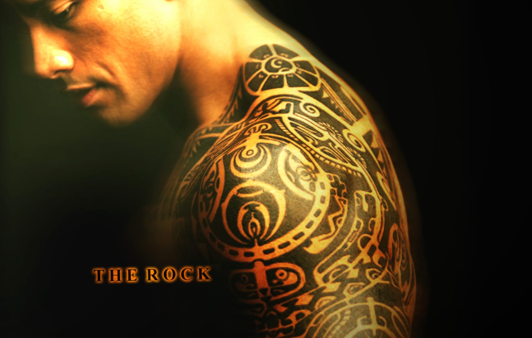 HD Wallpaper of The Rock WWE Icon in Action at 320 x 480 iPhone size wallpapers HD quality