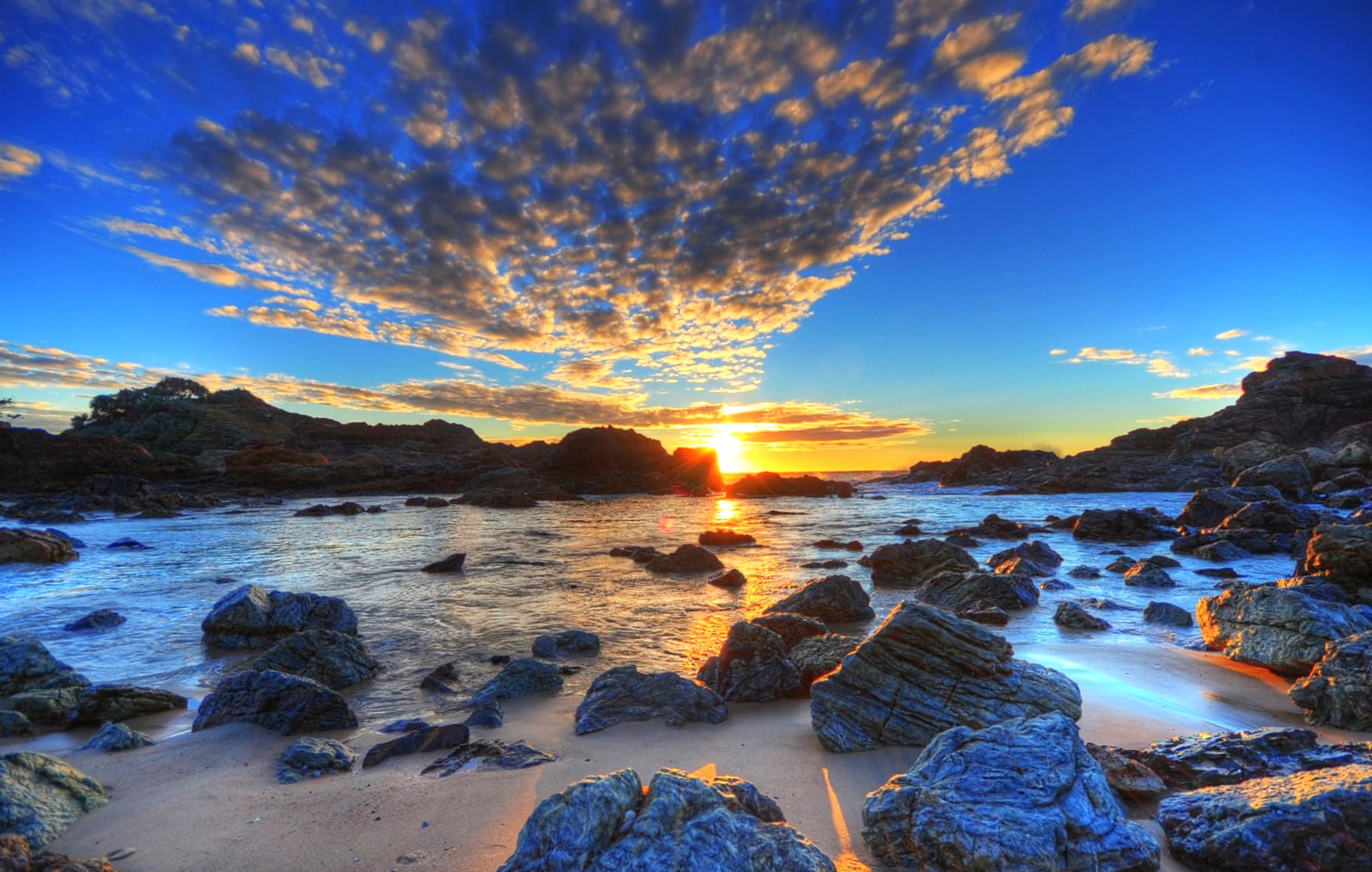 HDR Coastal Sunset at 1536 x 864 HD size wallpapers HD quality