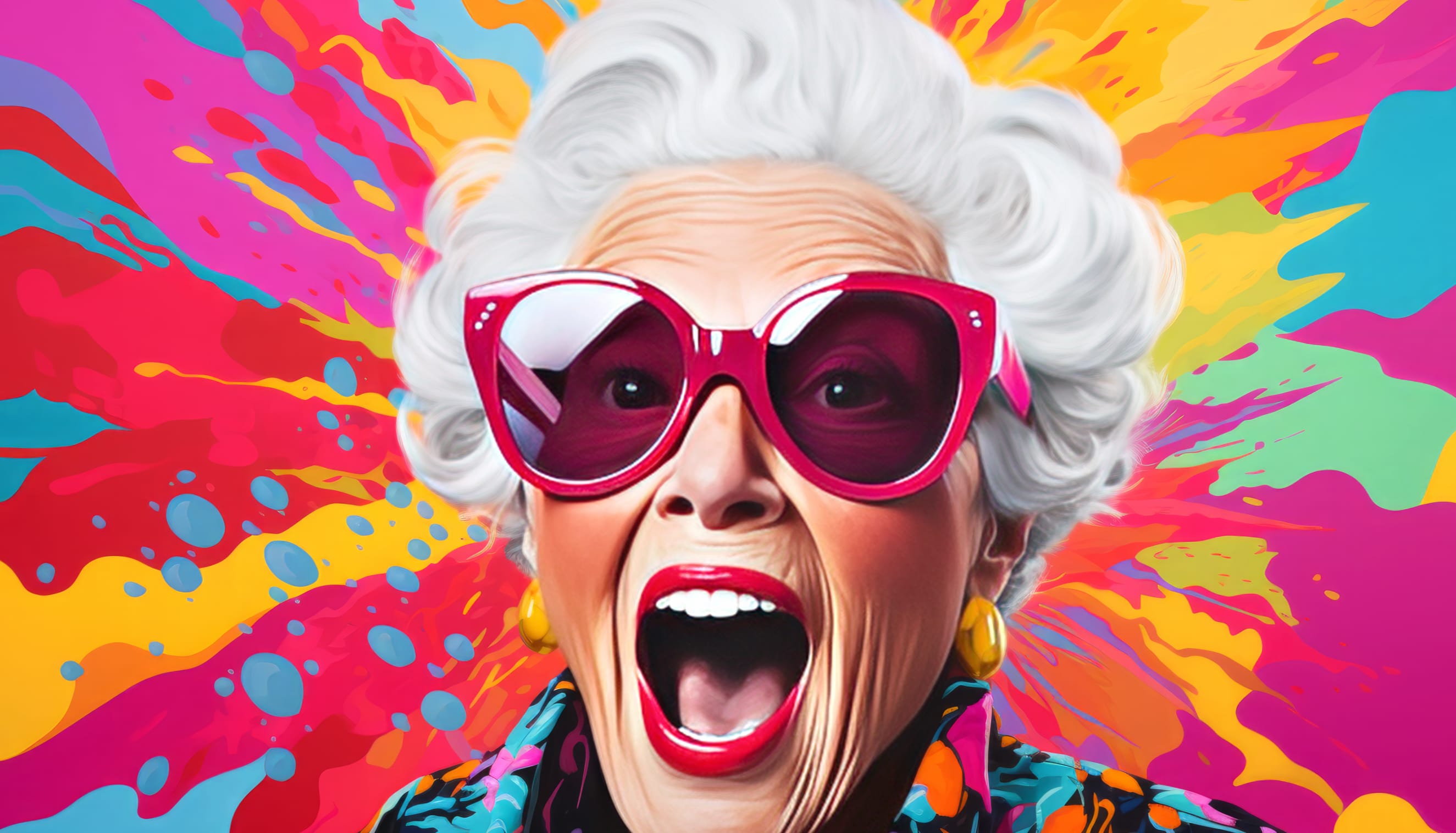 Hip Grandmother Pop Art AI-Generated at 1920 x 1080 HD size wallpapers HD quality