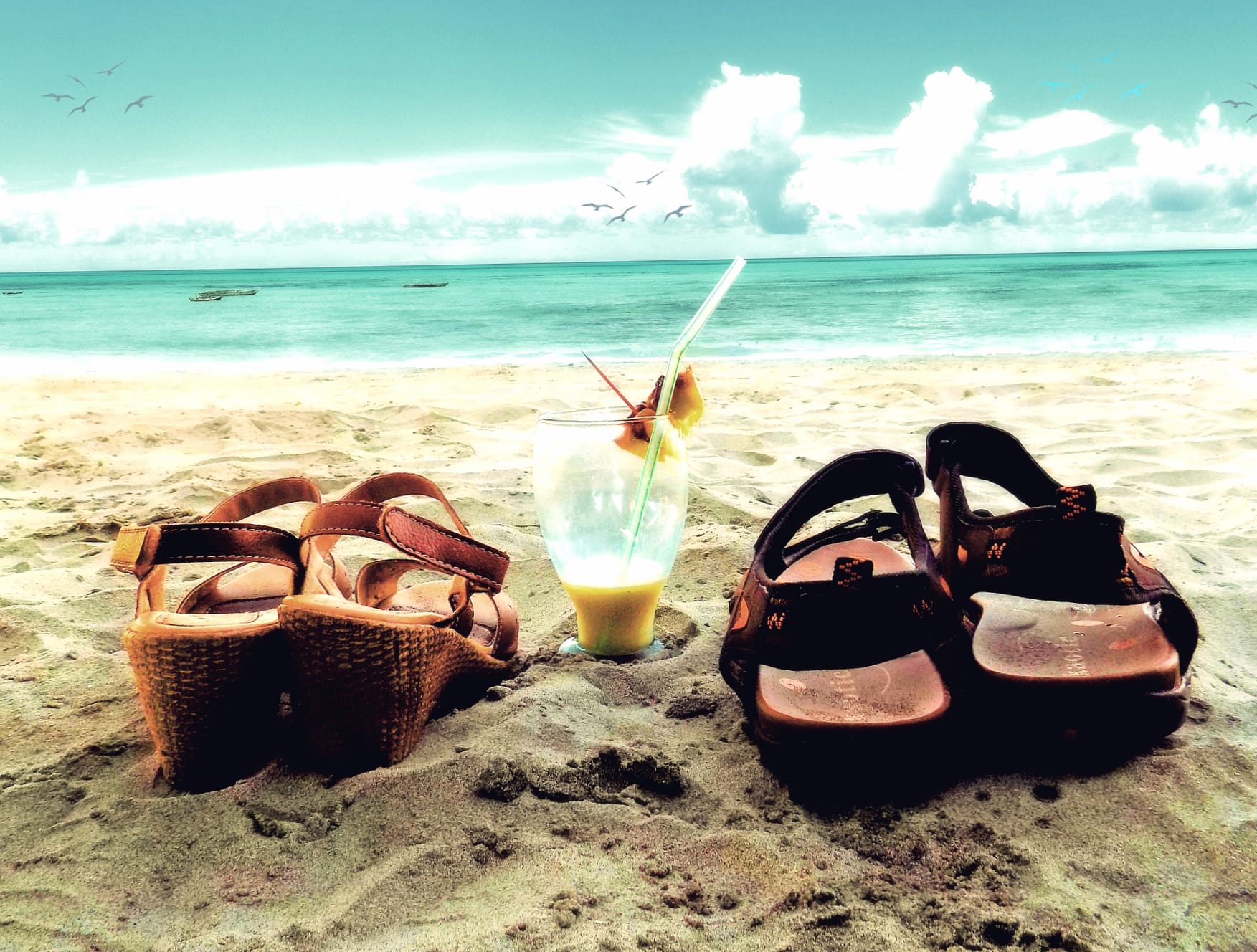 Horizon Romantic Glass Drink Beach Shoe Sandal Photography Holiday wallpapers HD quality