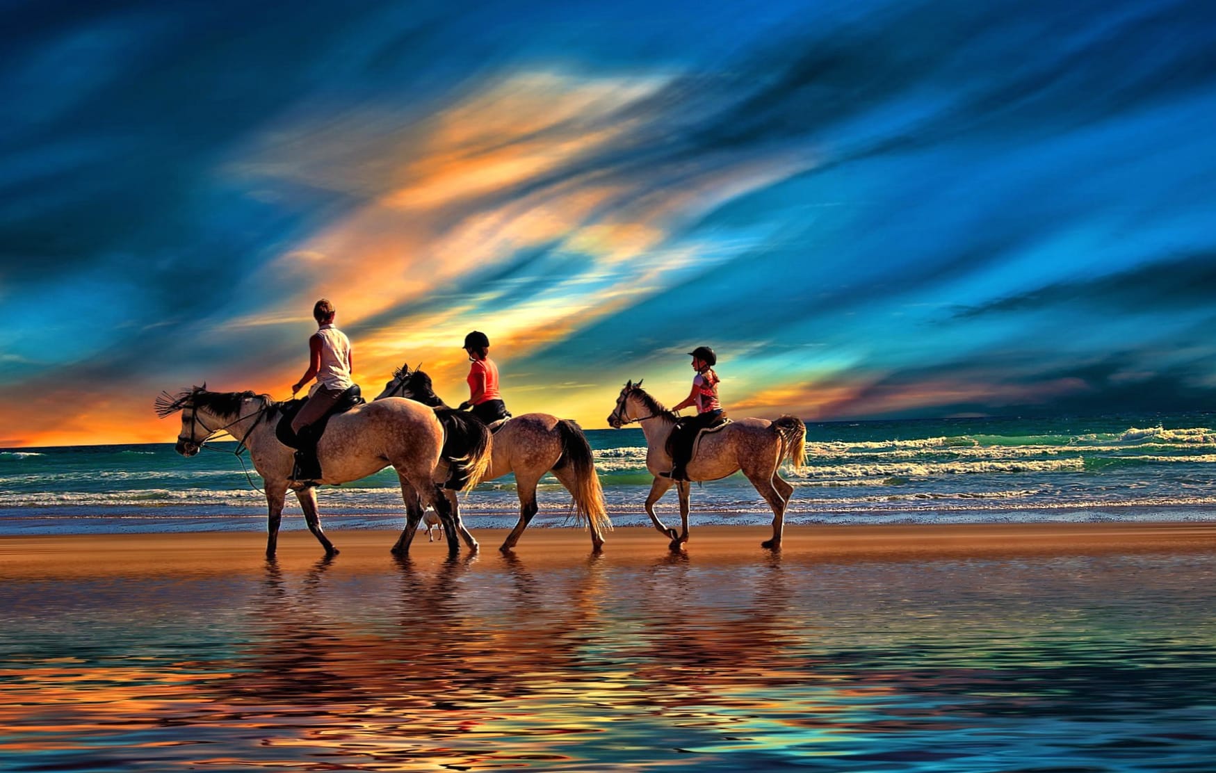 Horizon Sunset Beach Horse Photography Horse Riding at 1024 x 768 size wallpapers HD quality