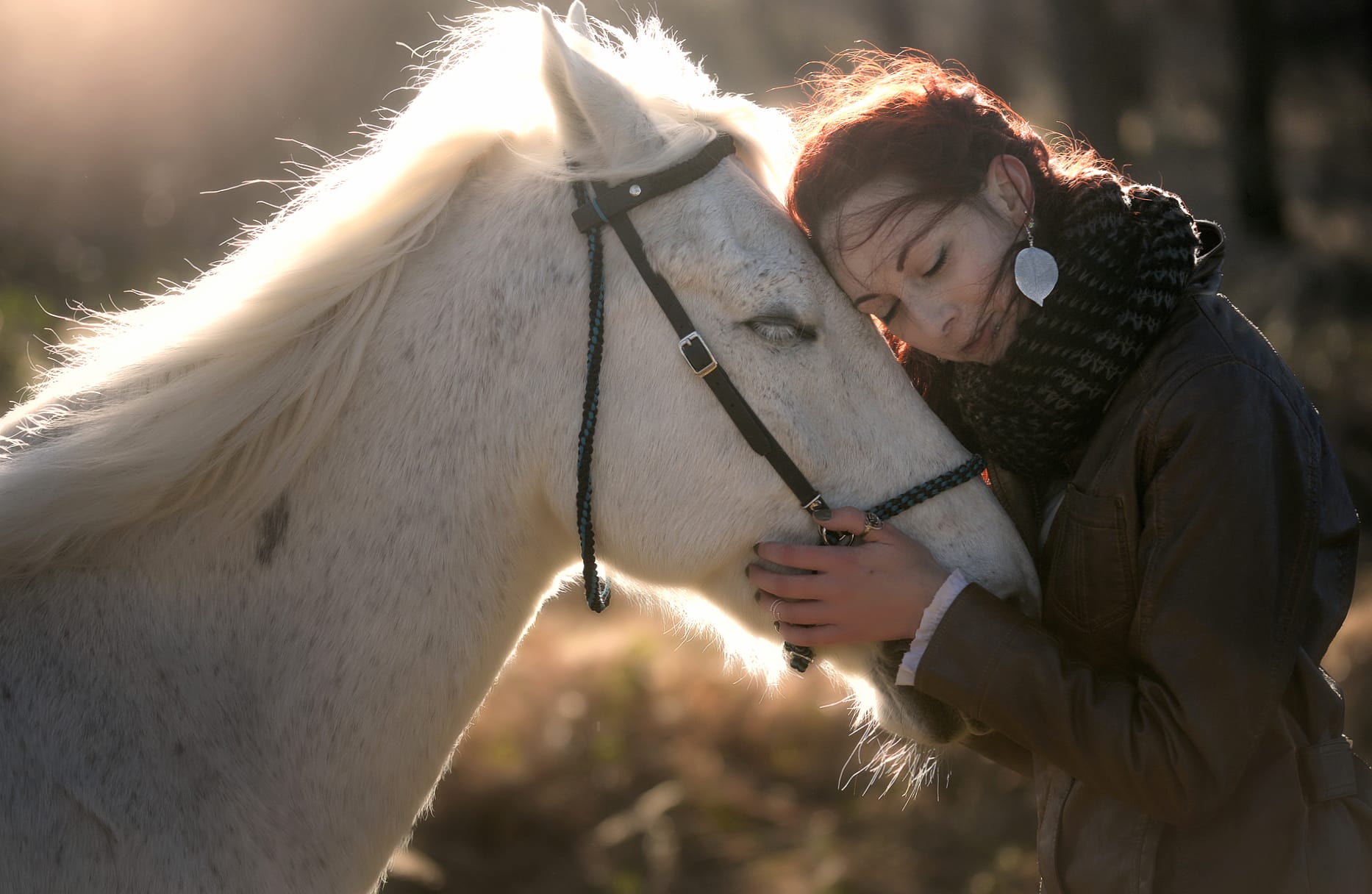 Horse and Redhead Woman A Love Mood wallpapers HD quality