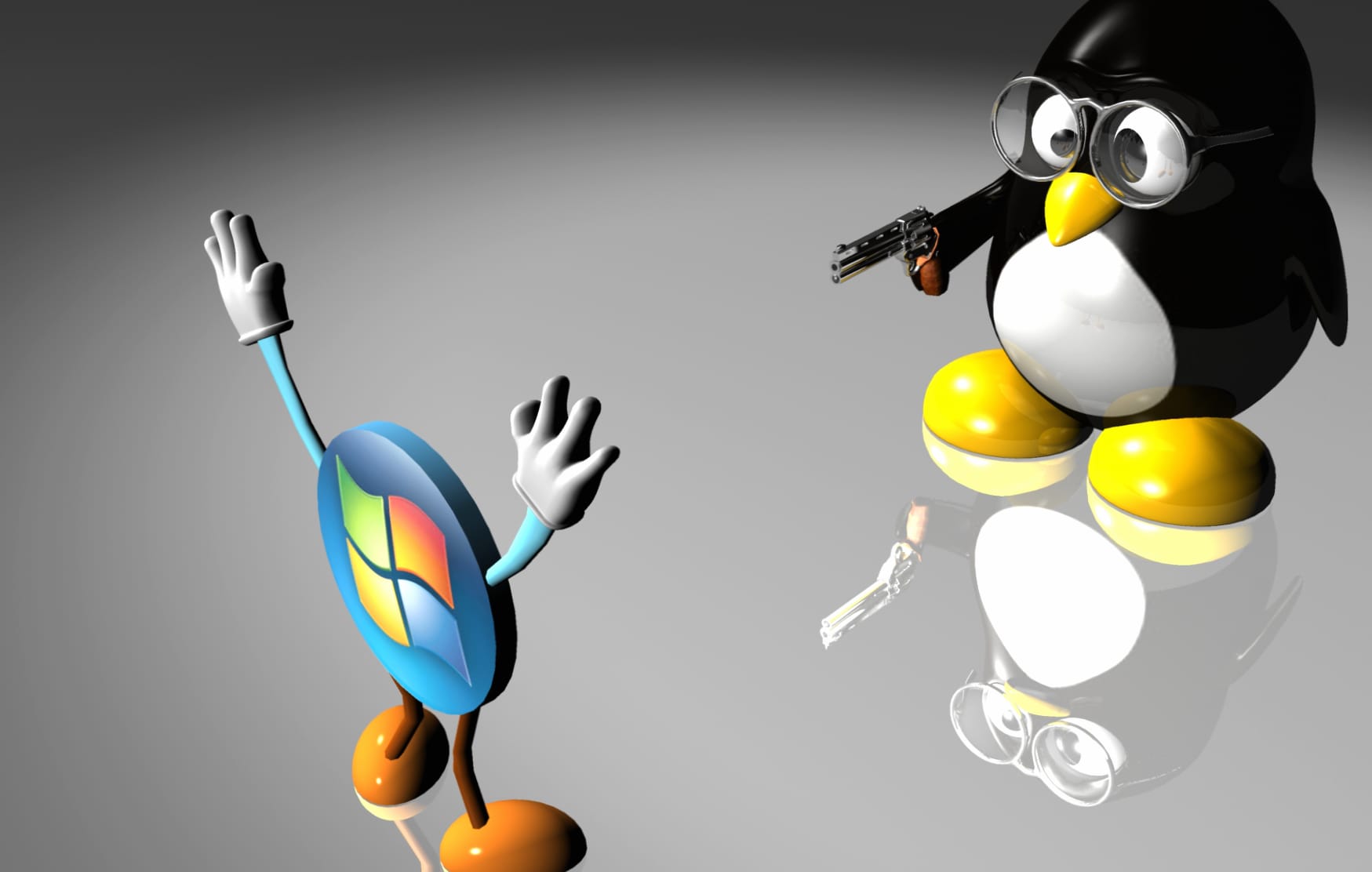 Humorous Linux vs Windows Standoff - wallpapers HD quality