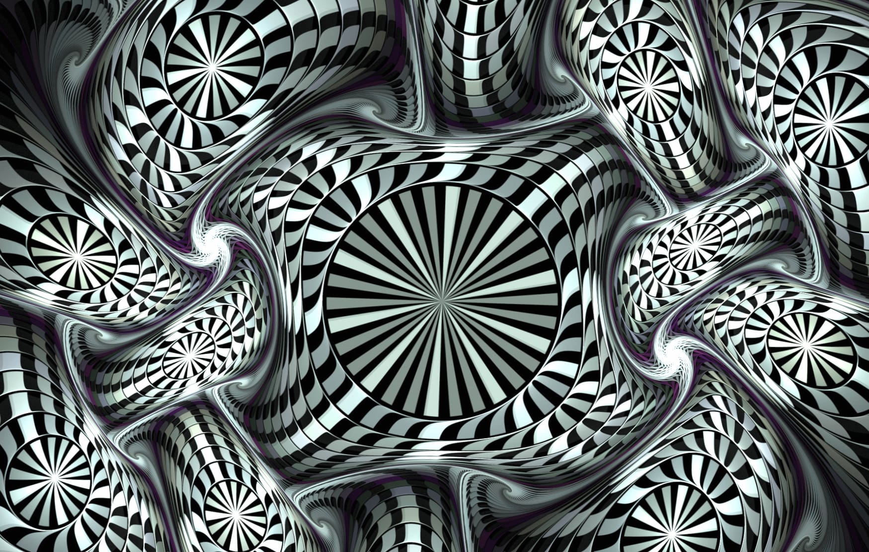 Hypnotic Fractal Black & White 3D Art at 1334 x 750 iPhone 7 size wallpapers HD quality