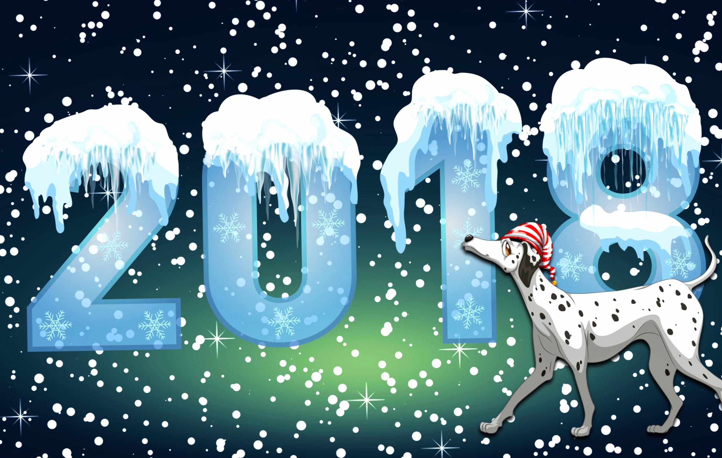 Ice Dalmatian Snowfall Snow New Year Holiday New Year 2018 at 1024 x 1024 iPad size wallpapers HD quality