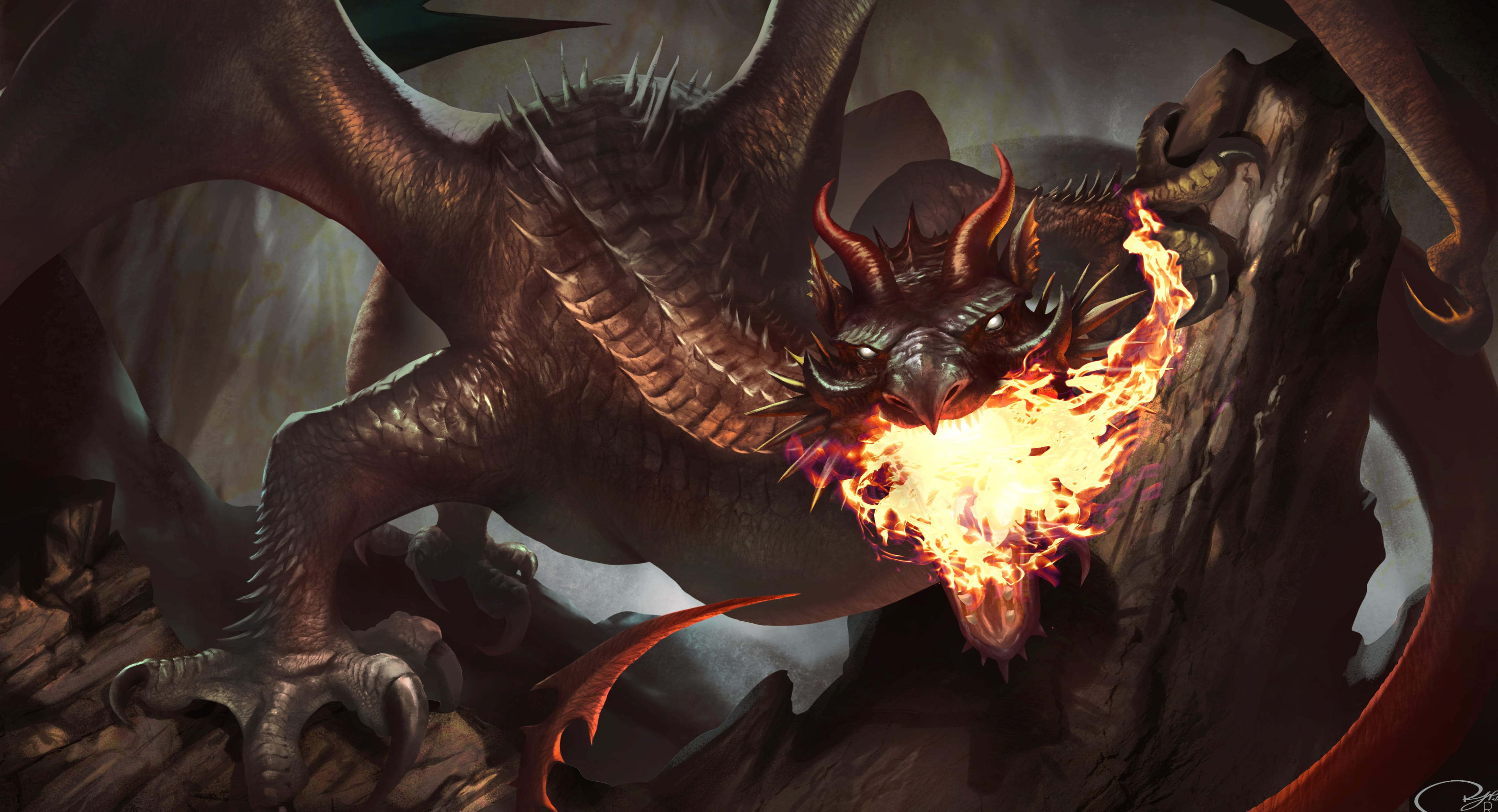 Inferno Dragon - HD Fantasy Wallpaper at 1280 x 960 size wallpapers HD quality