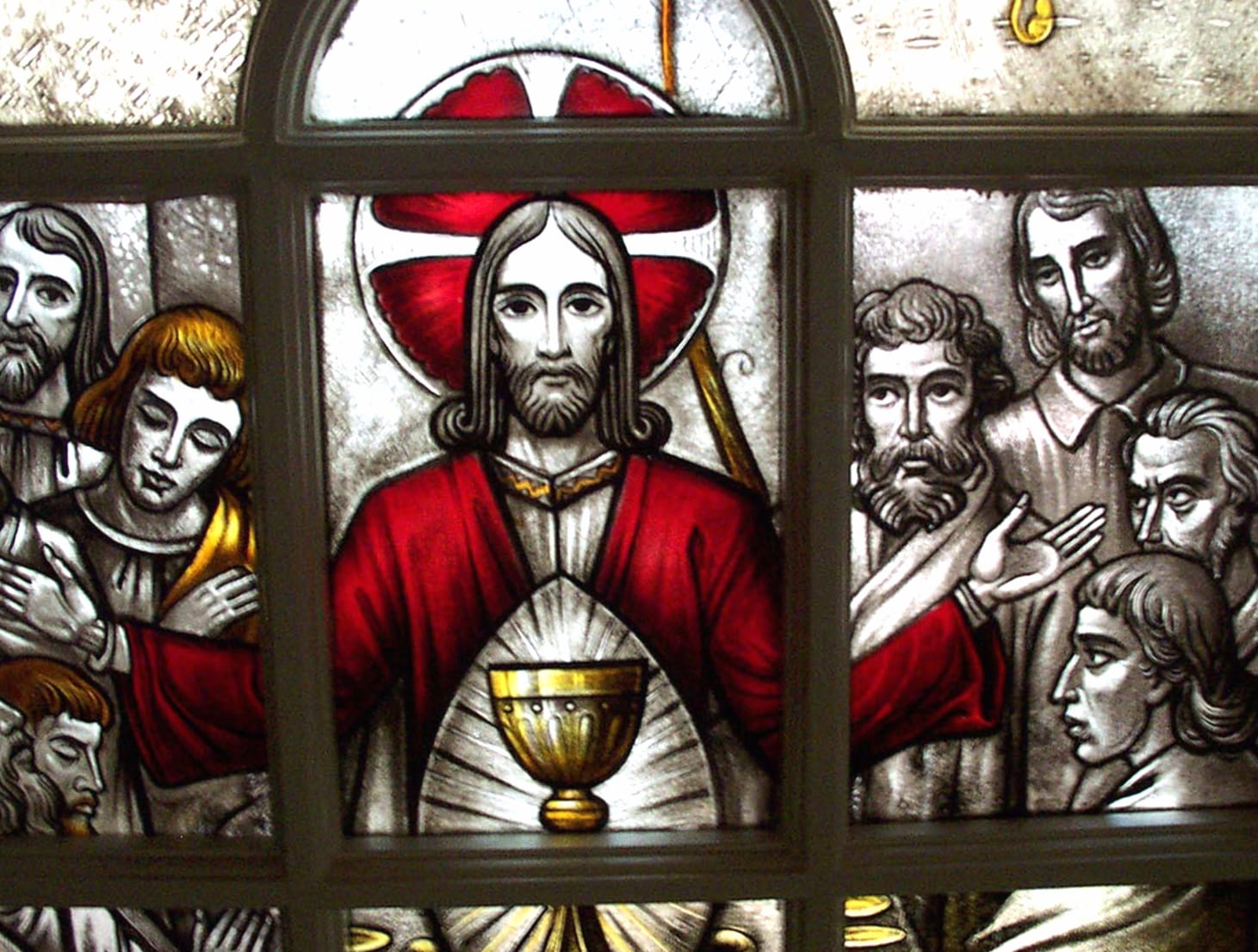 Jesus in a Beautiful Stained Glass Design wallpapers HD quality