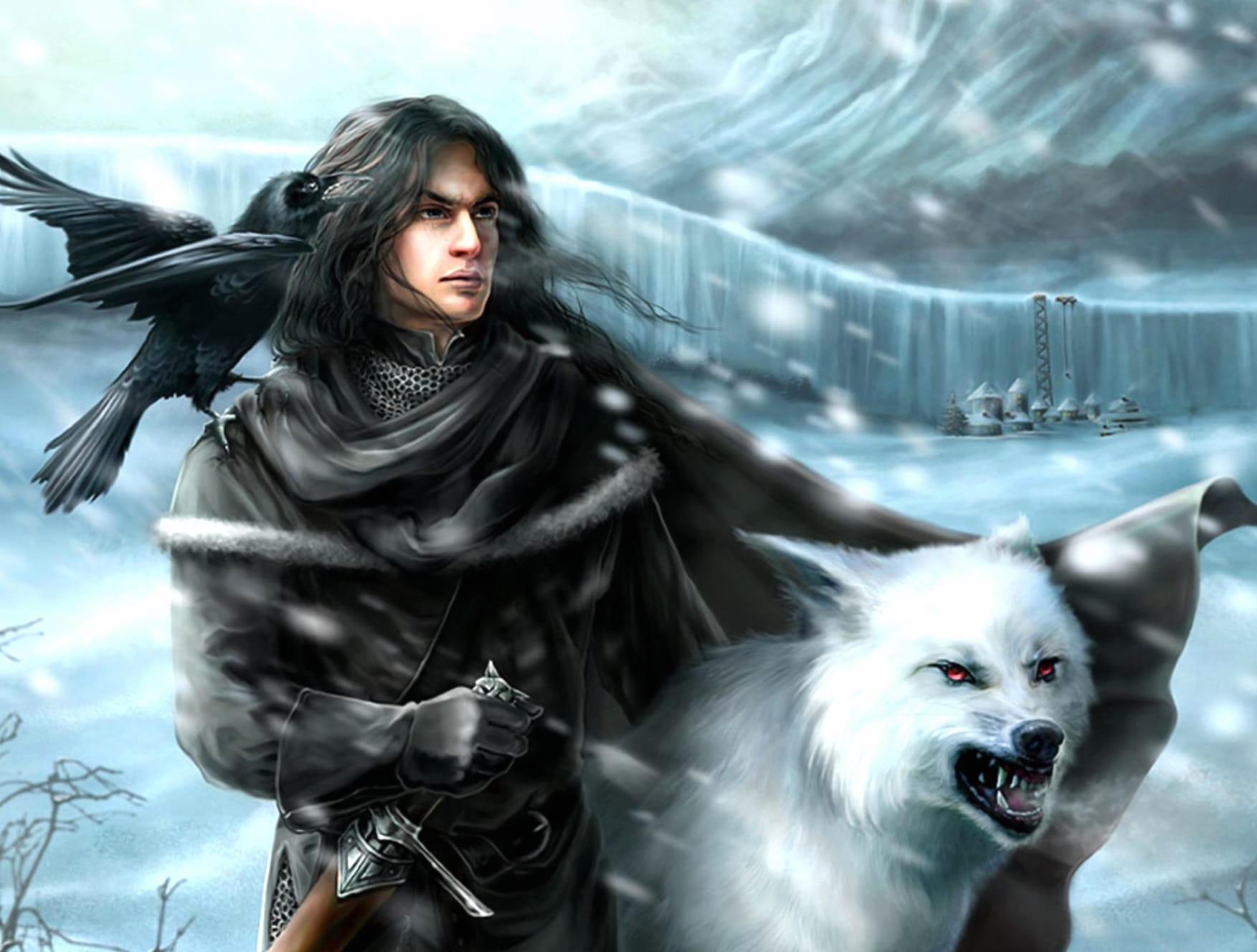 Jon Snow and Ghost Fantasy wallpapers HD quality