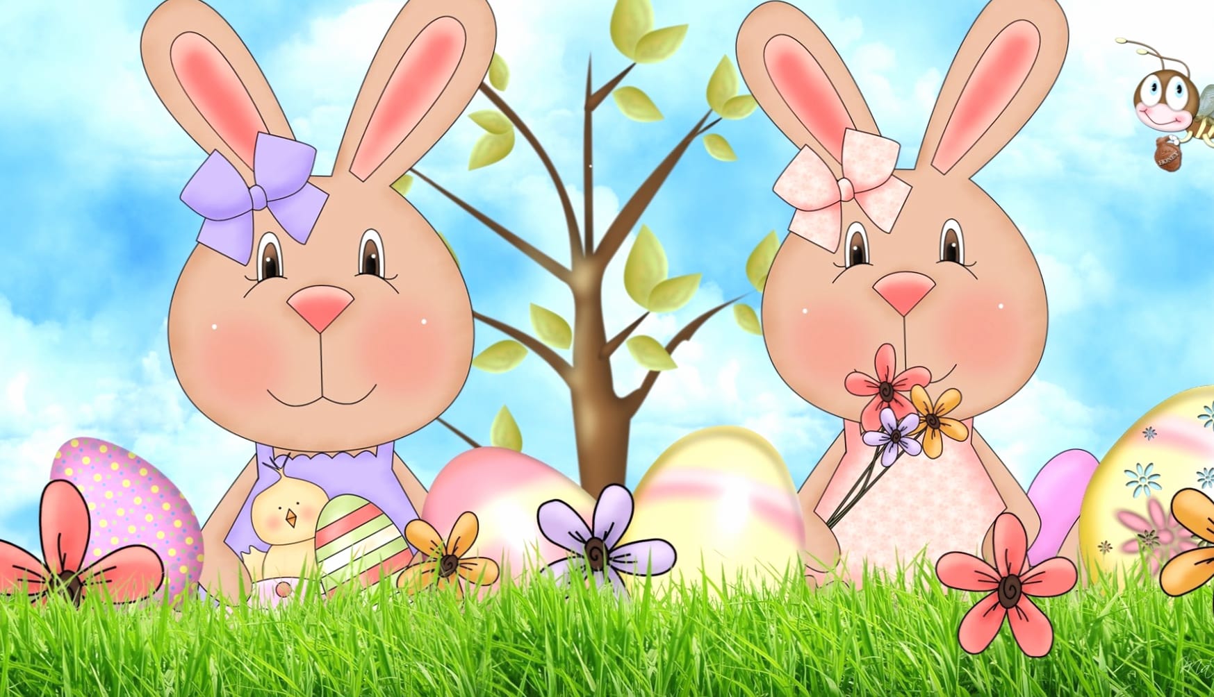 Joyful Easter Bunnies wallpapers HD quality