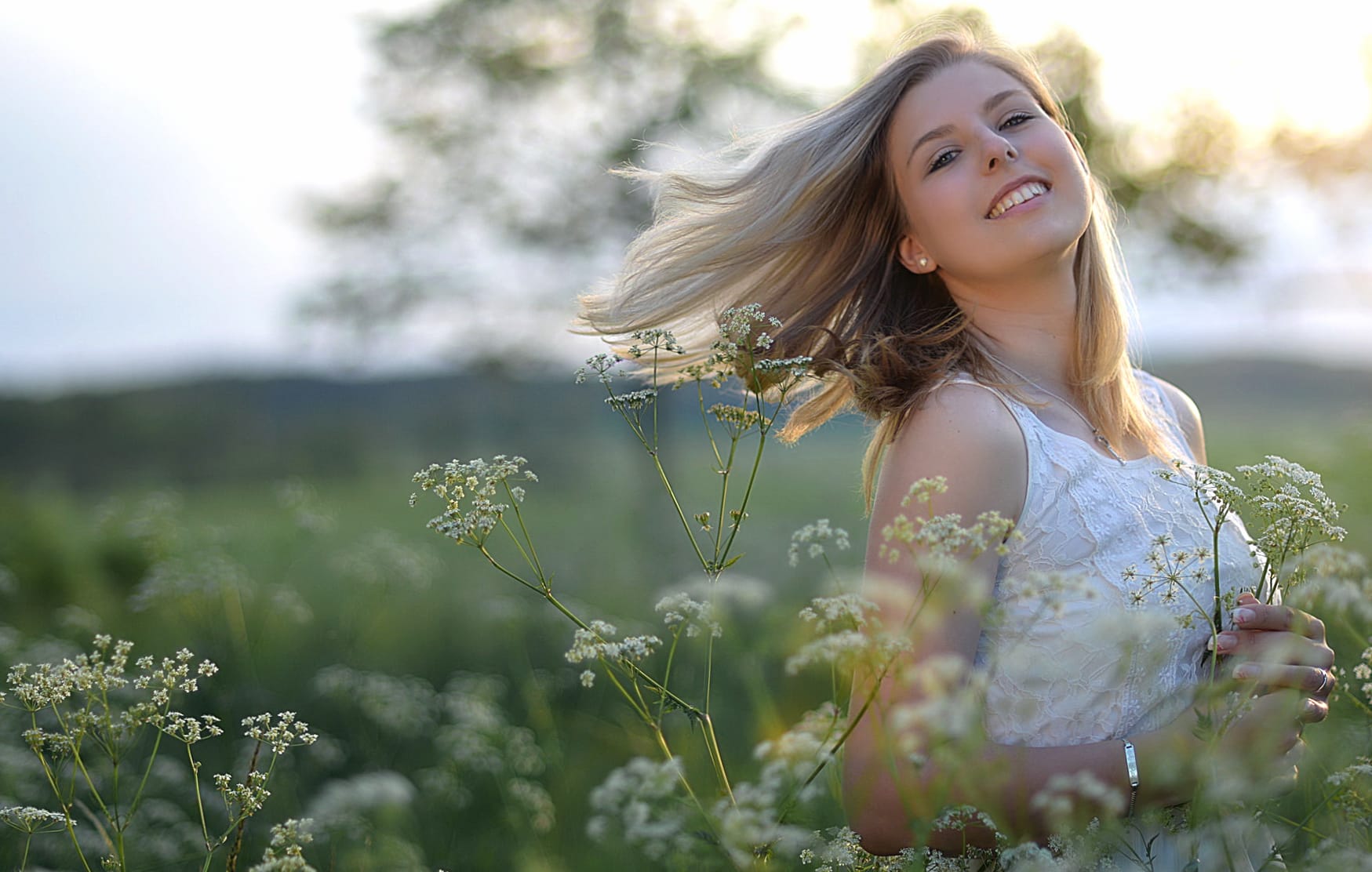 Joyful Woman in Nature - at 320 x 480 iPhone size wallpapers HD quality