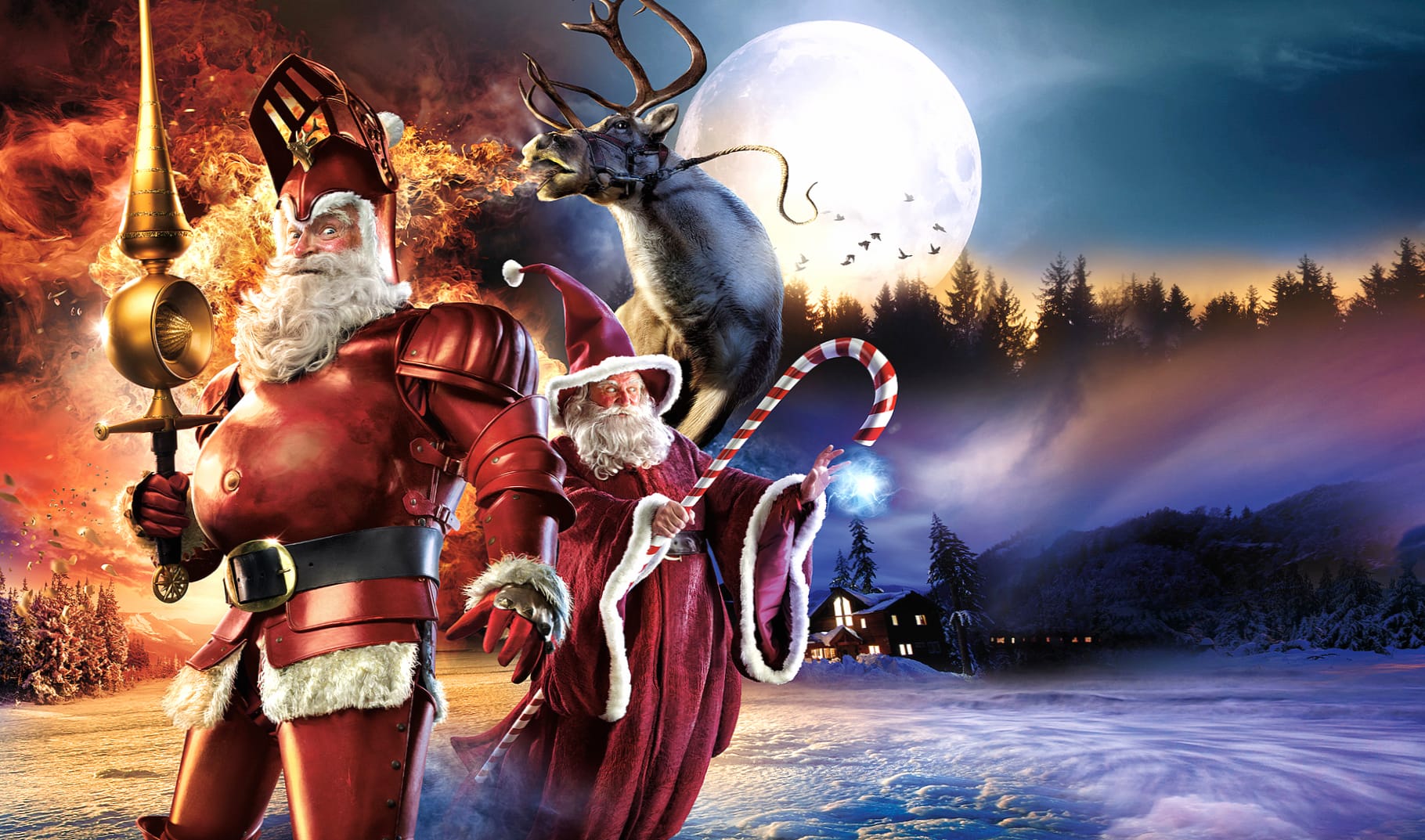 Knight Wizard Candy Cane Reindeer Santa Fantasy Holiday Christmas wallpapers HD quality