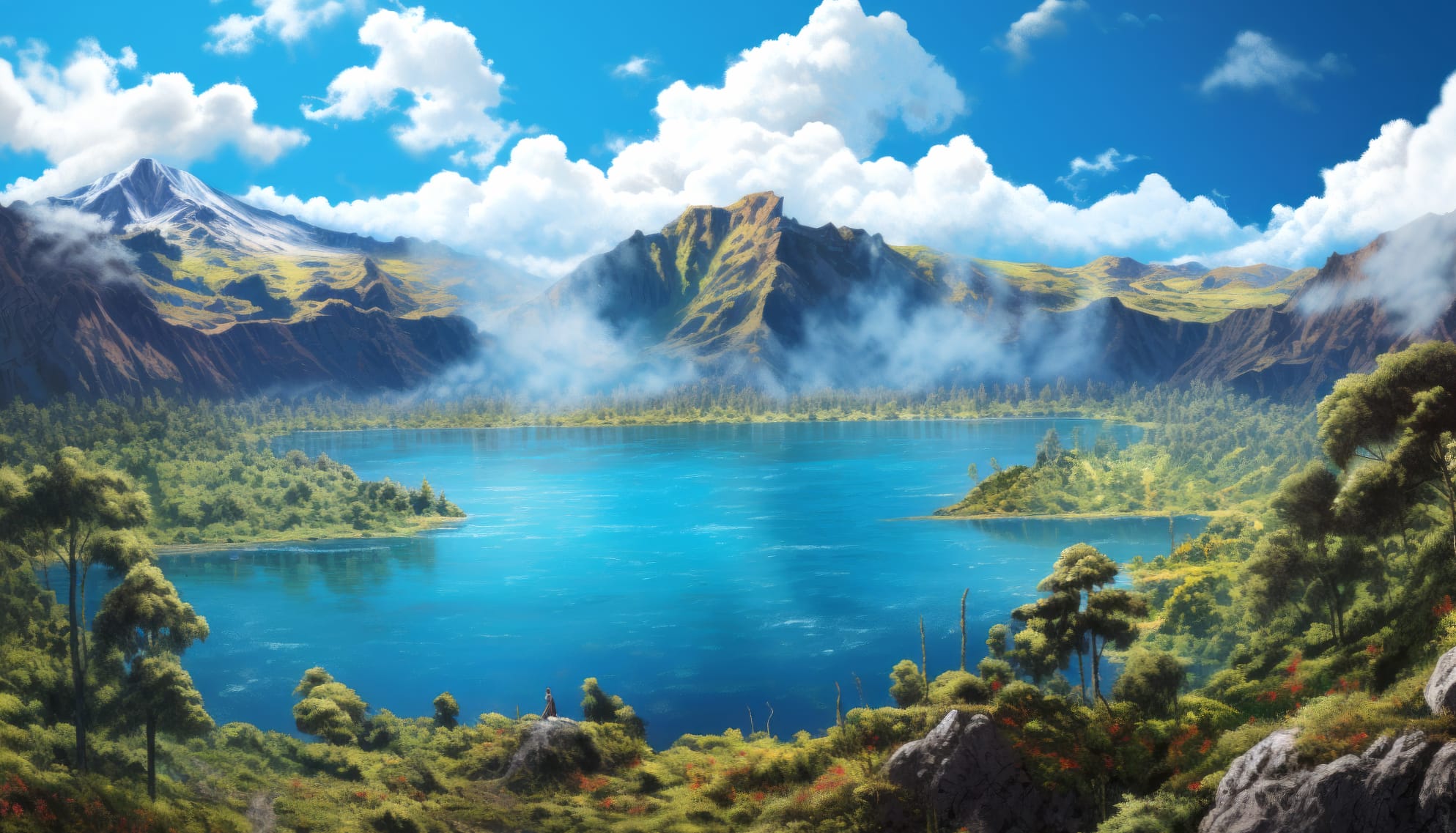 Lake Island Serenity wallpapers HD quality