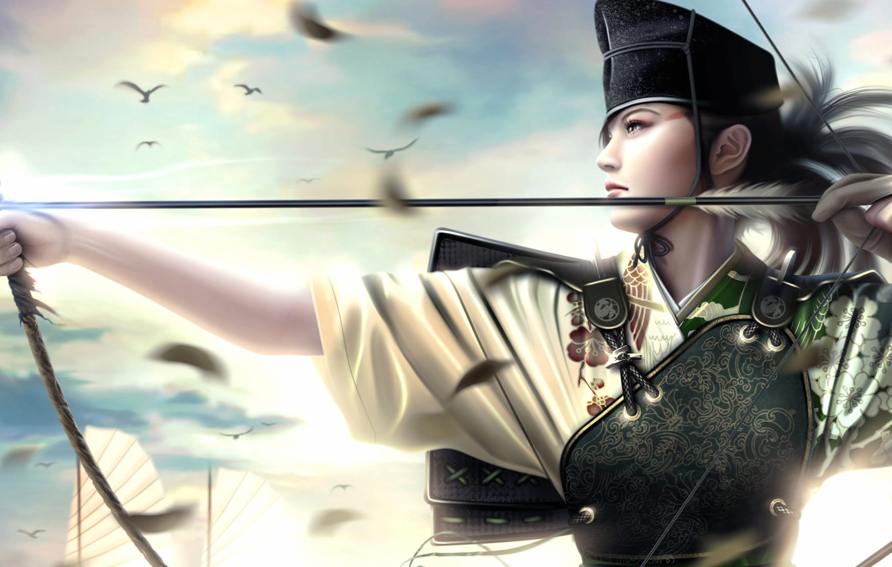 Legendary Japanese Samurai Archer - HD Fantasy Wallpaper wallpapers HD quality