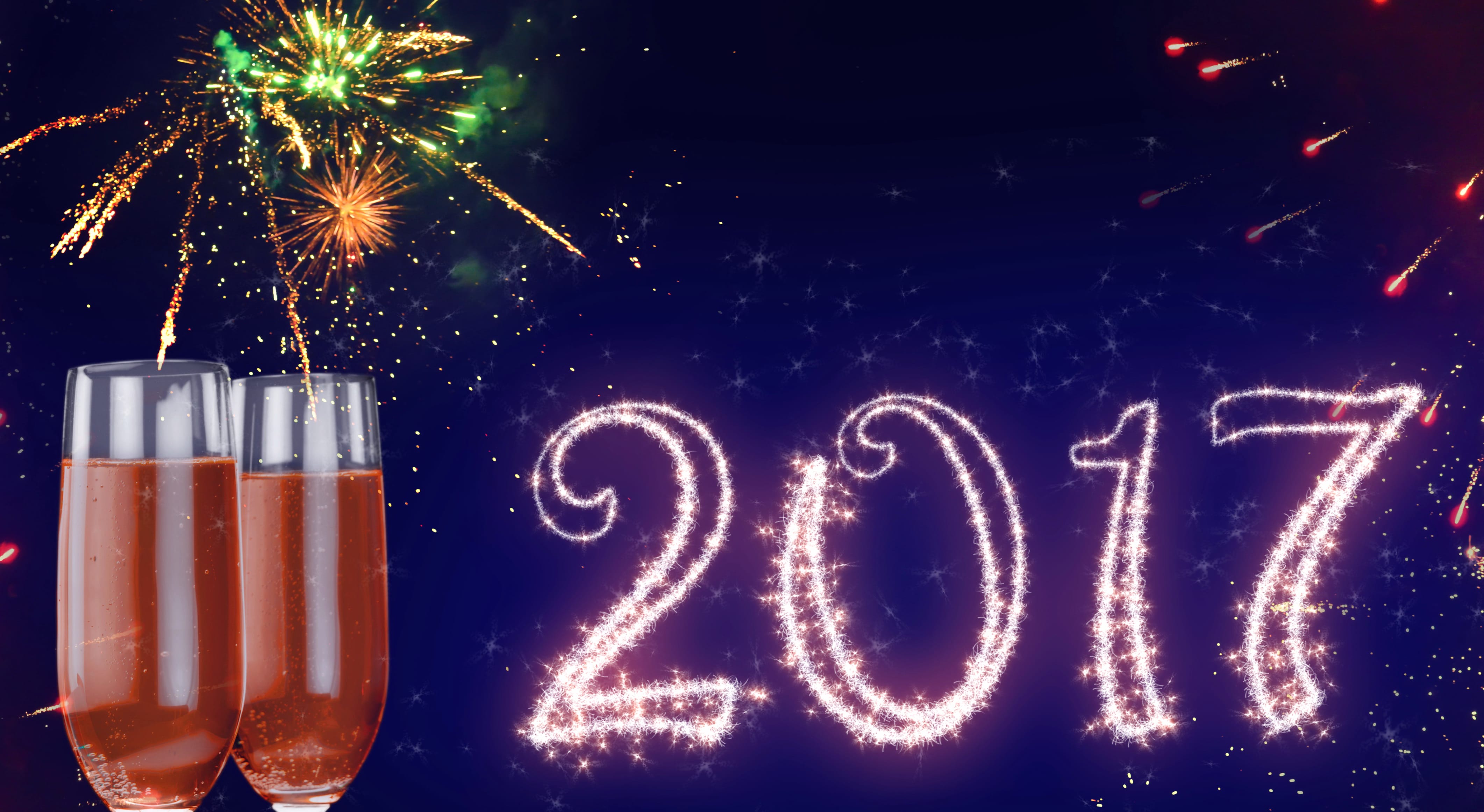 Light Champagne Fireworks New Year Holiday New Year 2017 wallpapers HD quality