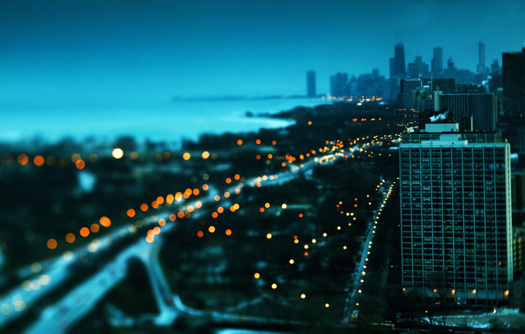 Light City Building Photography Tilt Shift at 1600 x 900 HD size wallpapers HD quality