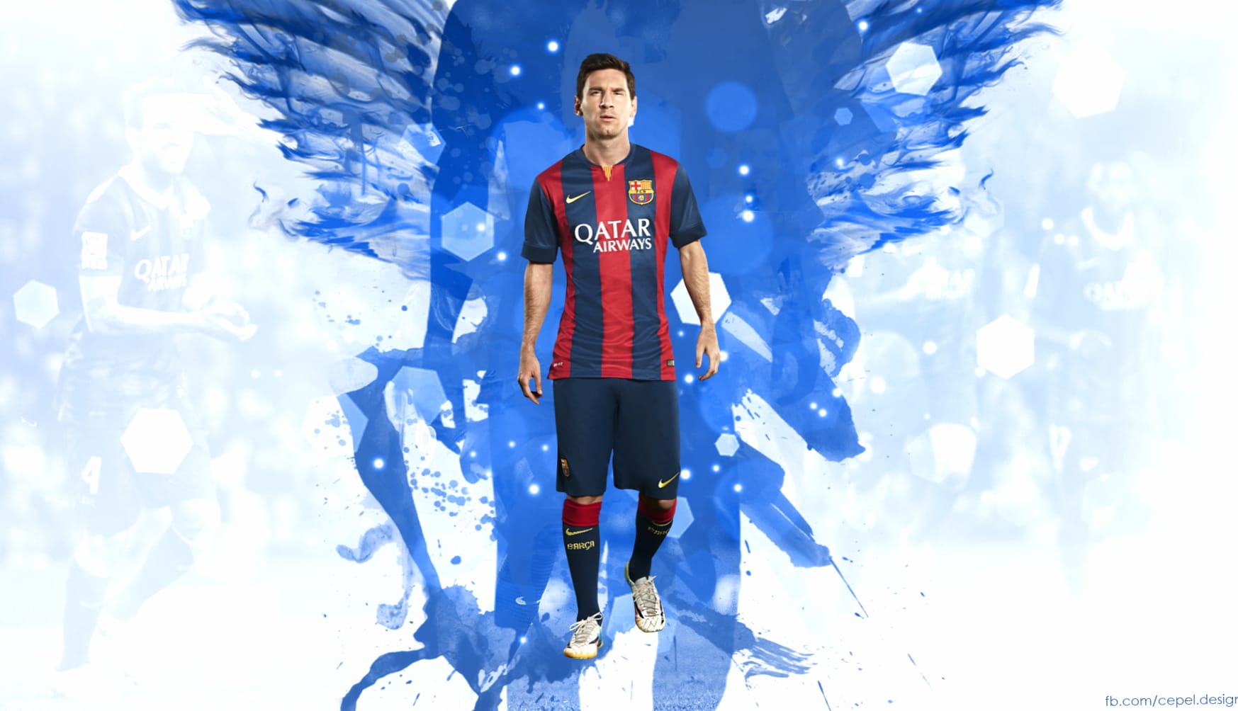 Lionel Messi Blue Wings at 1280 x 960 size wallpapers HD quality