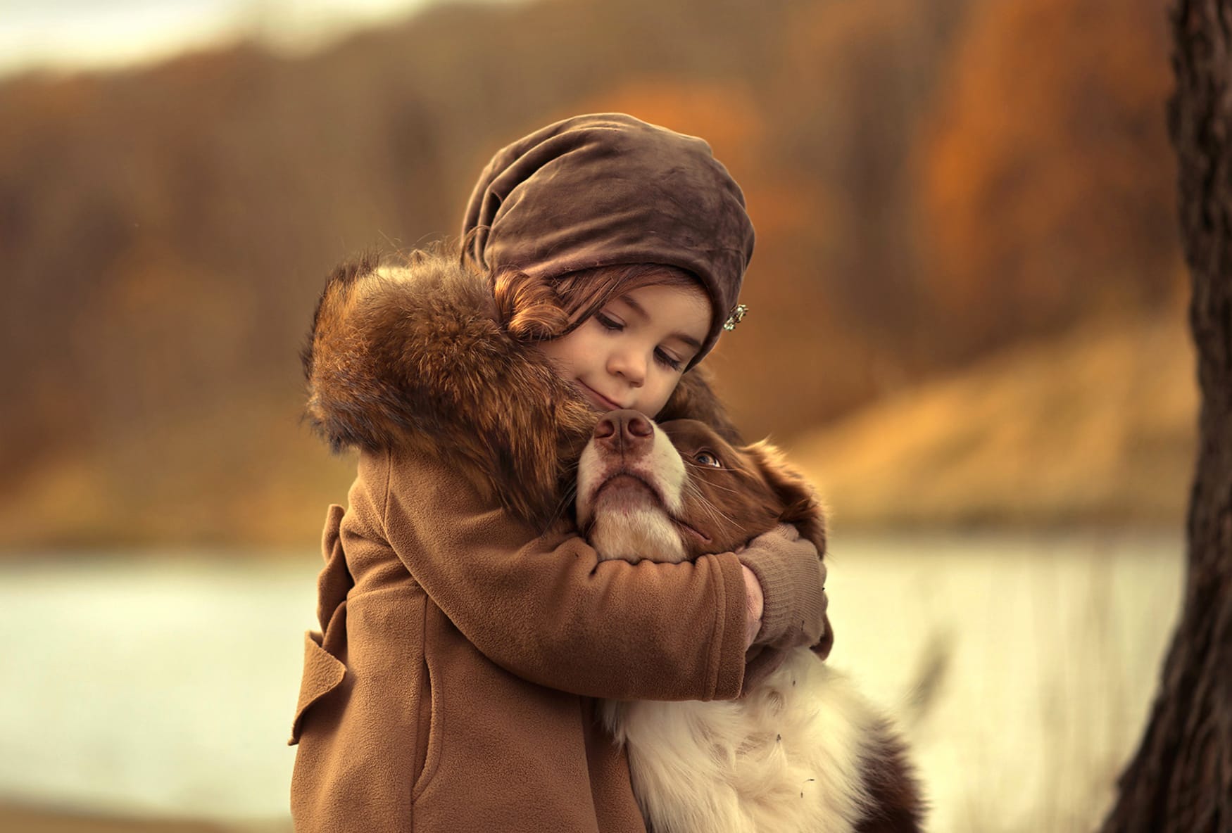 Little Girl Dog Depth Of Field Photography Child wallpapers HD quality