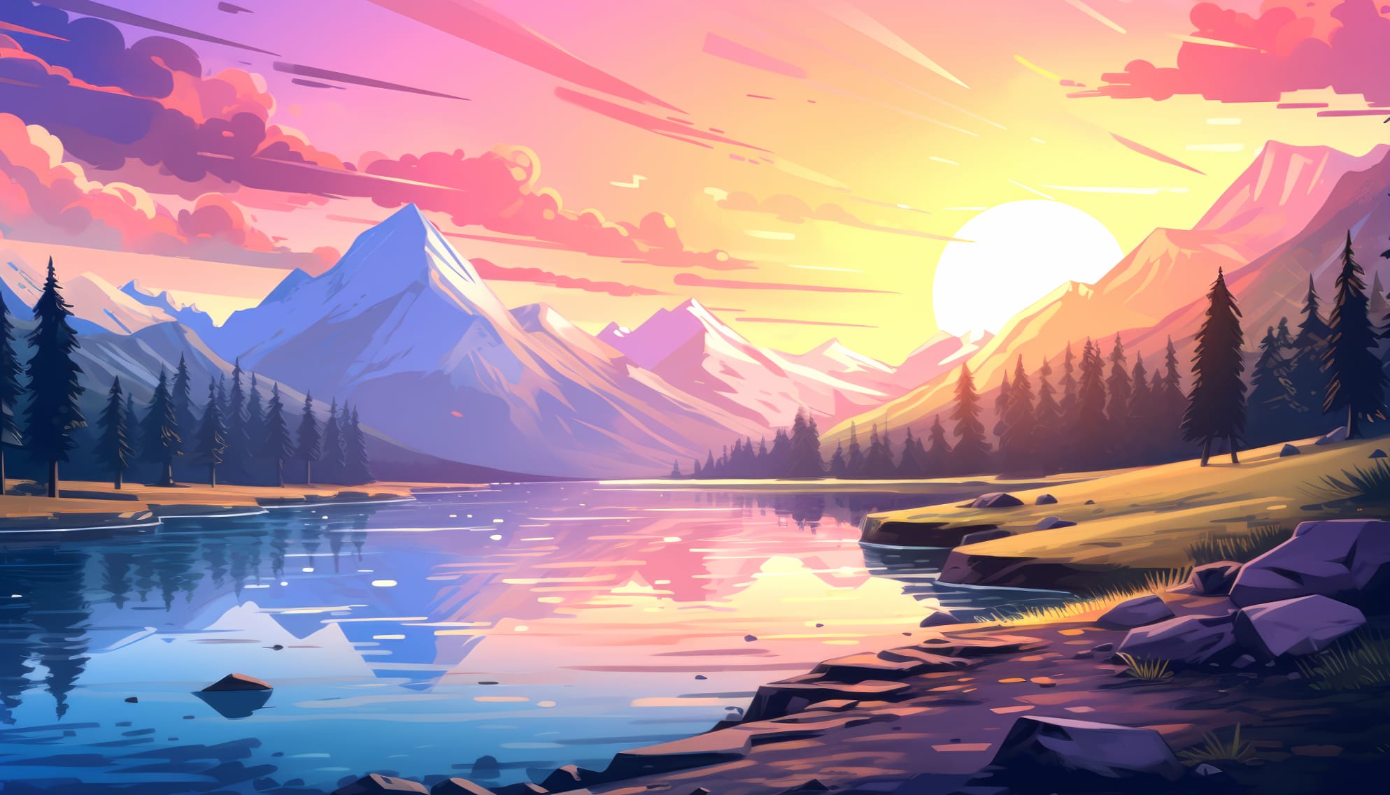 Lo Fi Landscape Wallpaper wallpapers HD quality