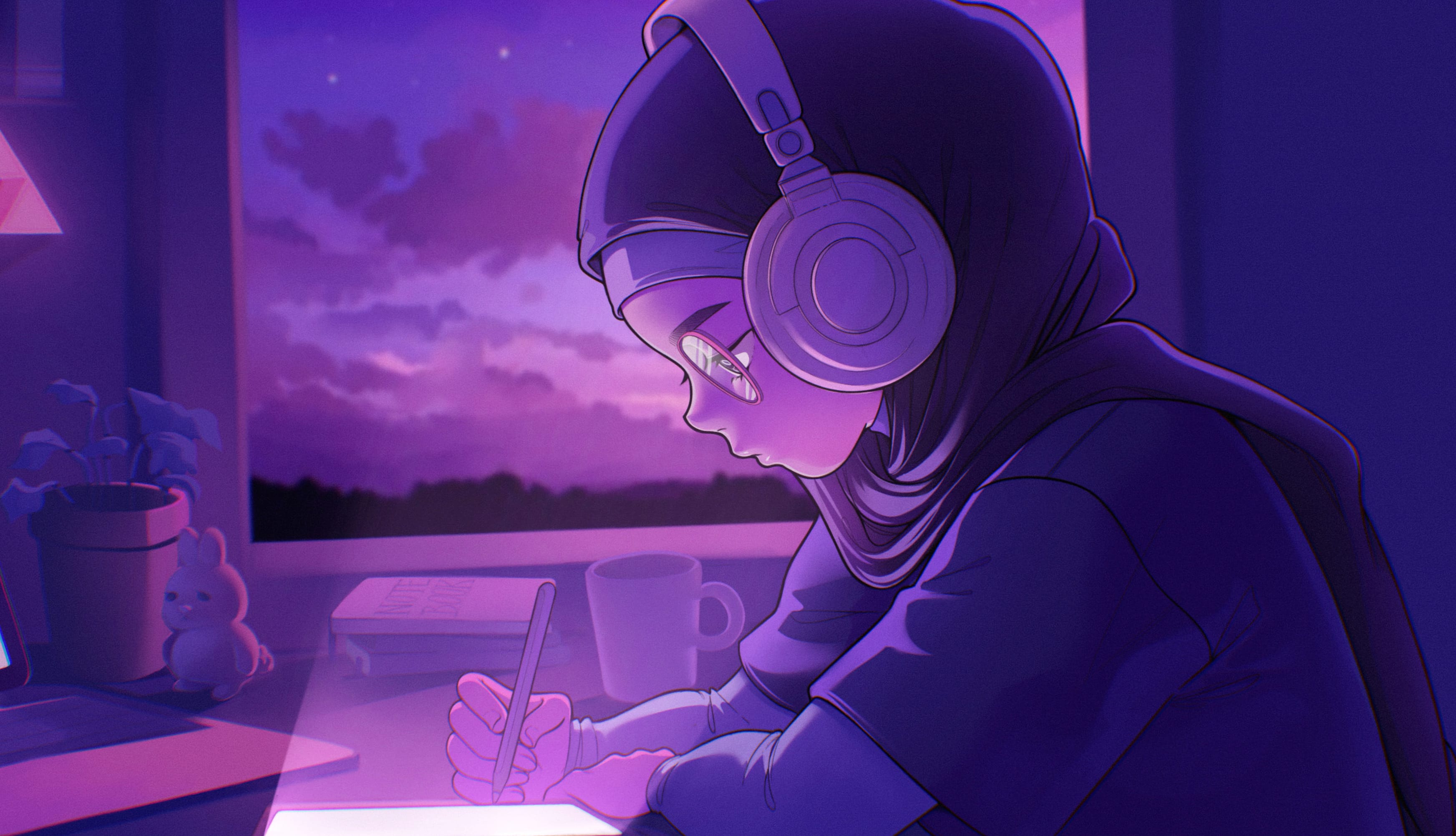 Lofi girl Listening music wallpapers HD quality