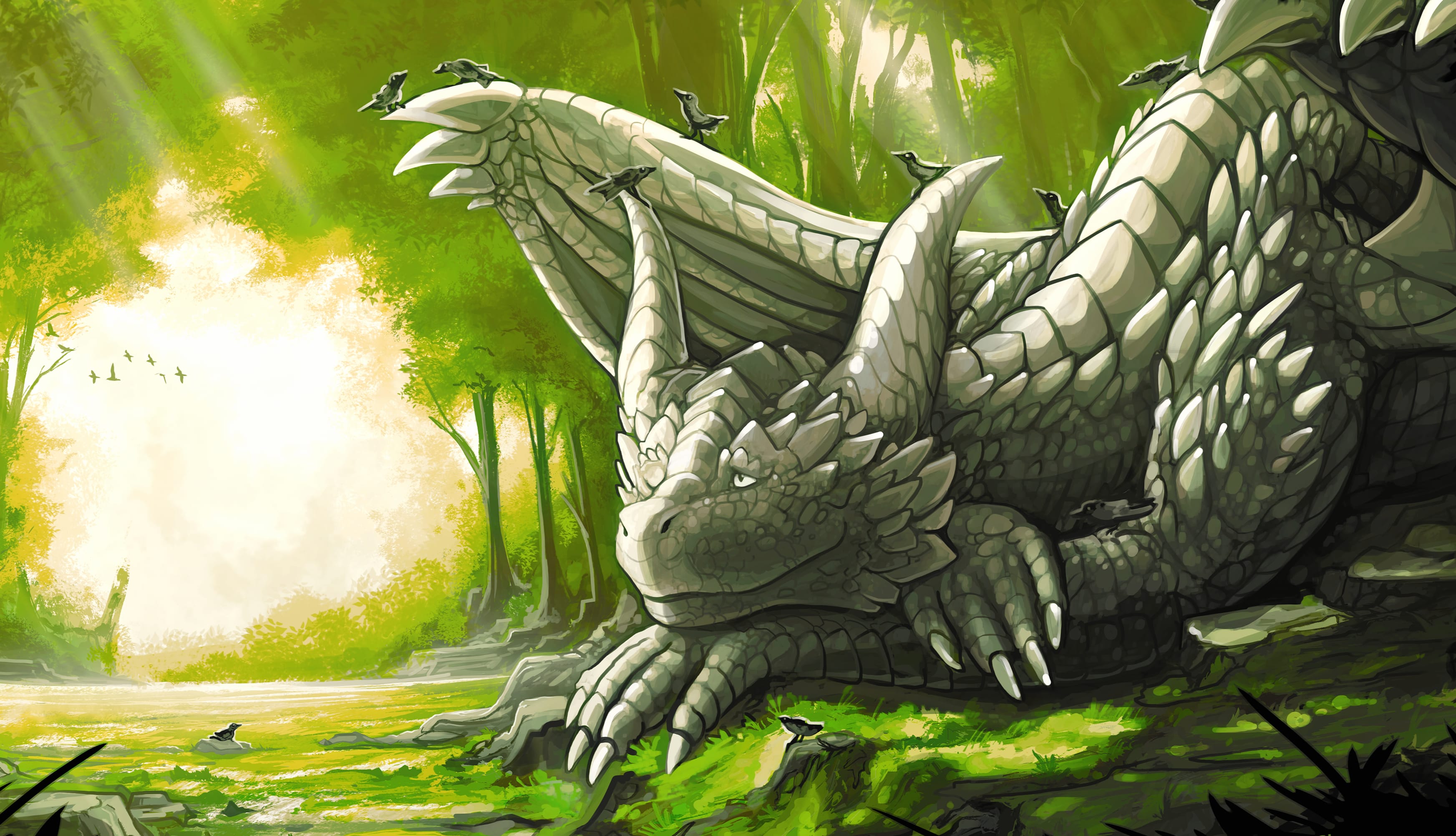 Majestic Dragon in Enchanted Forest - wallpapers HD quality