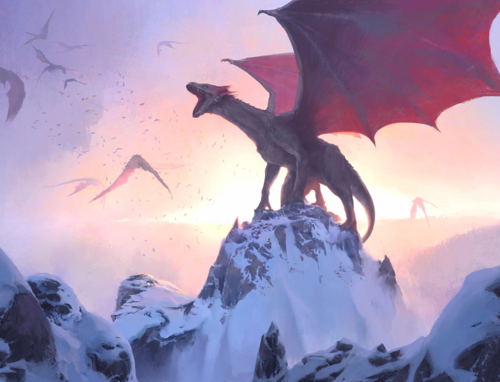 Majestic Dragon Peak - Fantasy wallpapers HD quality