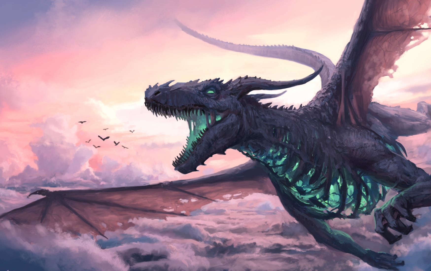 Majestic Sky Dragon HD Fantasy Wallpaper at 1024 x 768 size wallpapers HD quality