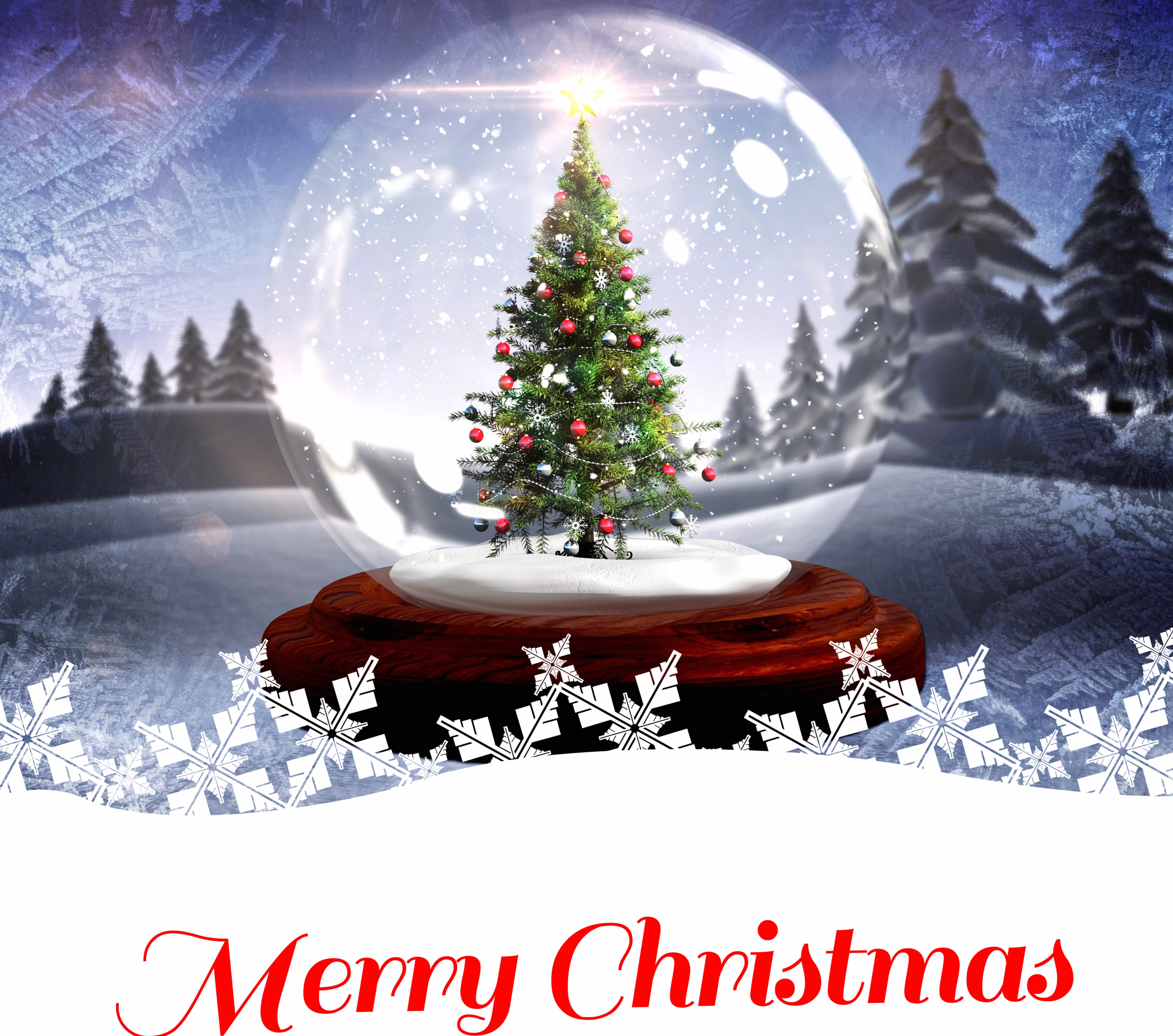 Merry Christmas Christmas Tree Snow Globe Holiday Christmas wallpapers HD quality