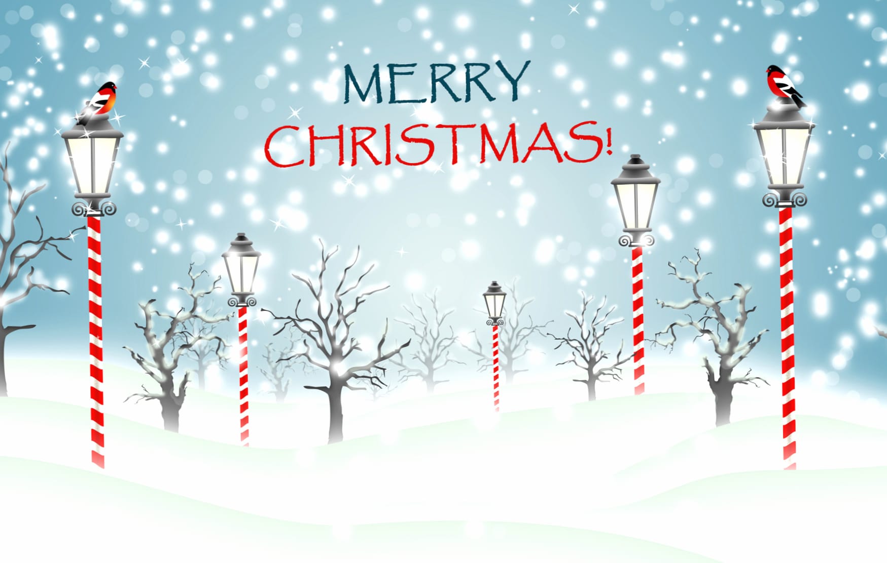 Merry Christmas Winter Lamp Post Snow Holiday Christmas at 1152 x 864 size wallpapers HD quality