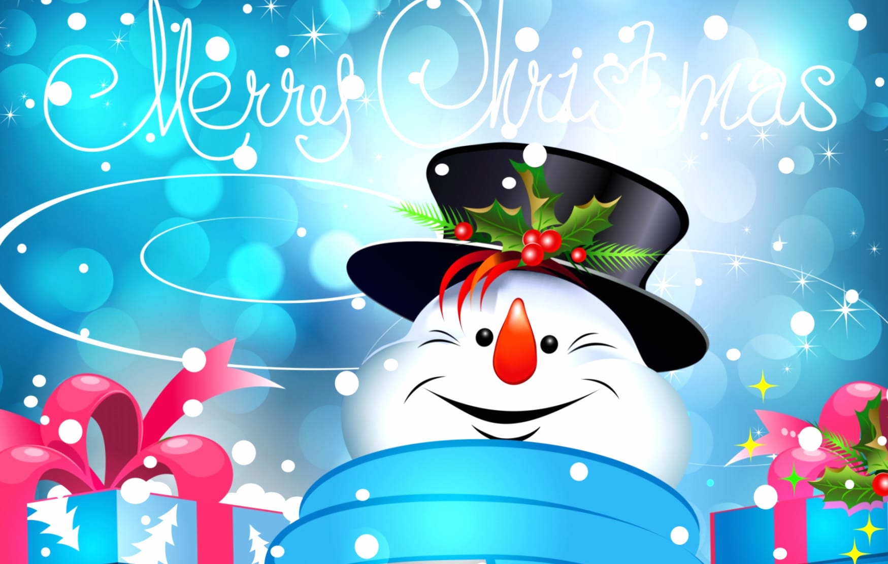 Merry Christmas with a Joyful Snowman wallpapers HD quality