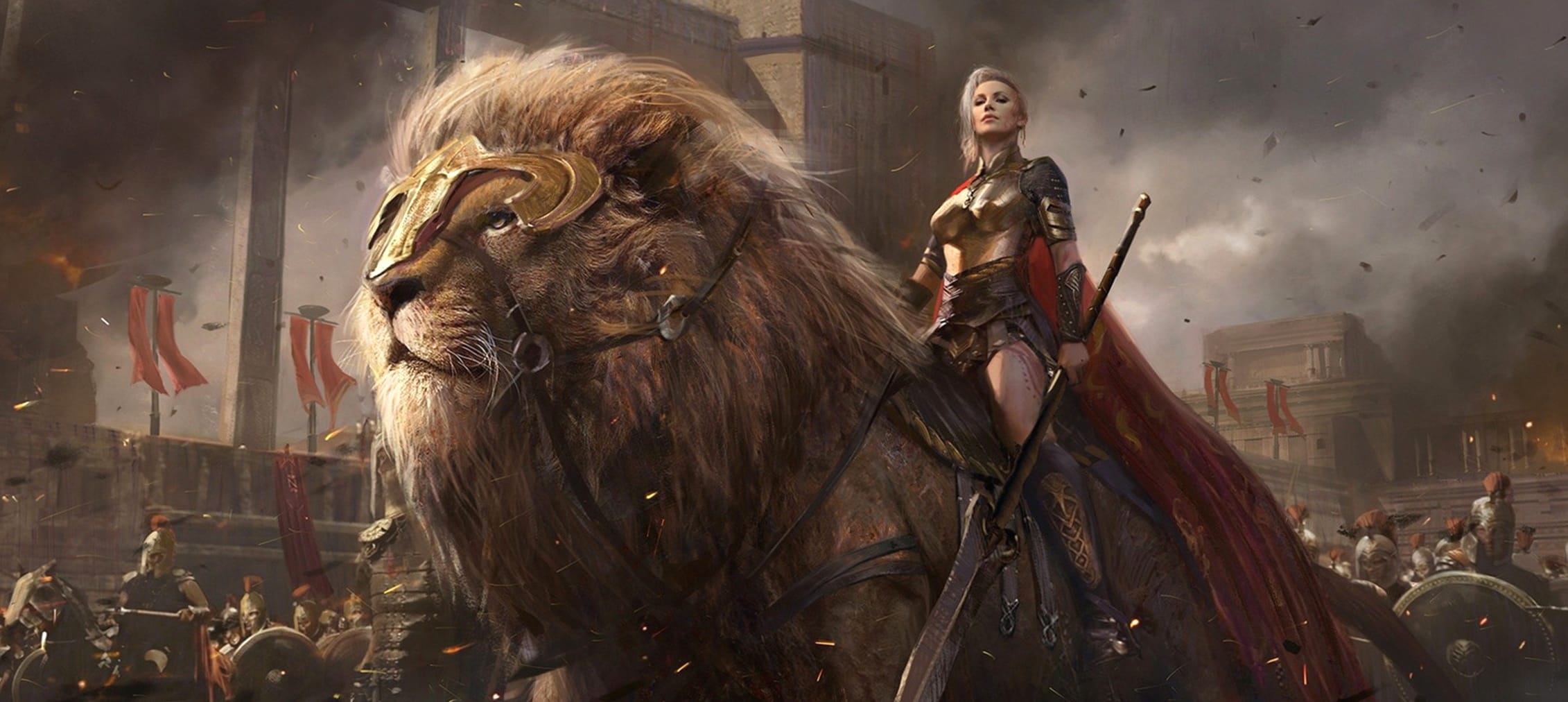 Mighty Lioness Warrior - HD Fantasy Wallpaper at 1536 x 864 HD size wallpapers HD quality