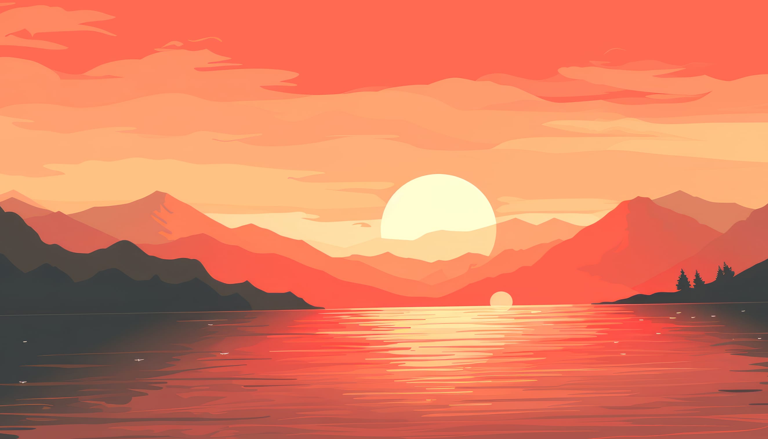 Minimalist Sunset Scenery wallpapers HD quality