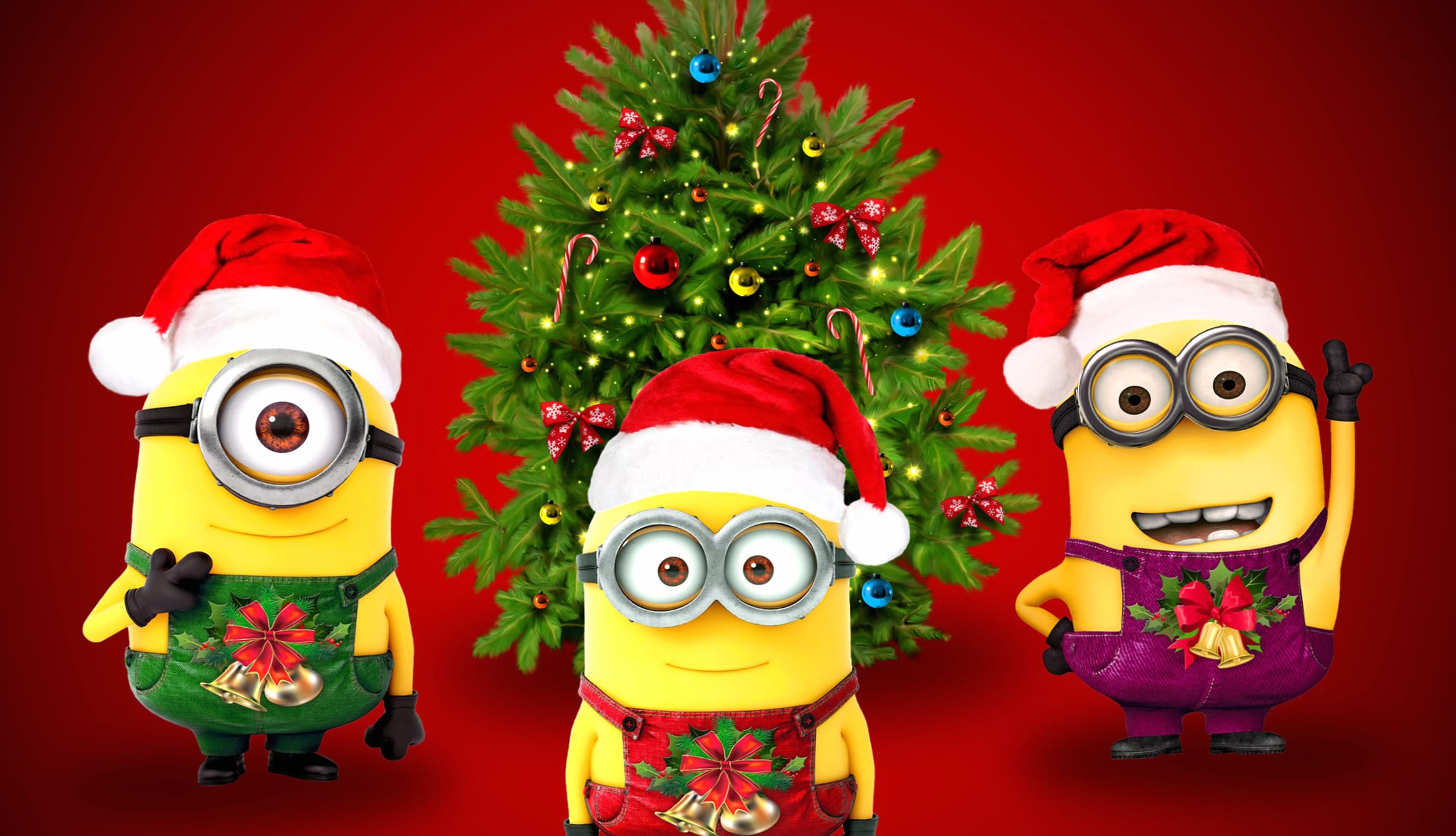 Minions Christmas Tree Holiday Christmas at 1920 x 1080 HD size wallpapers HD quality