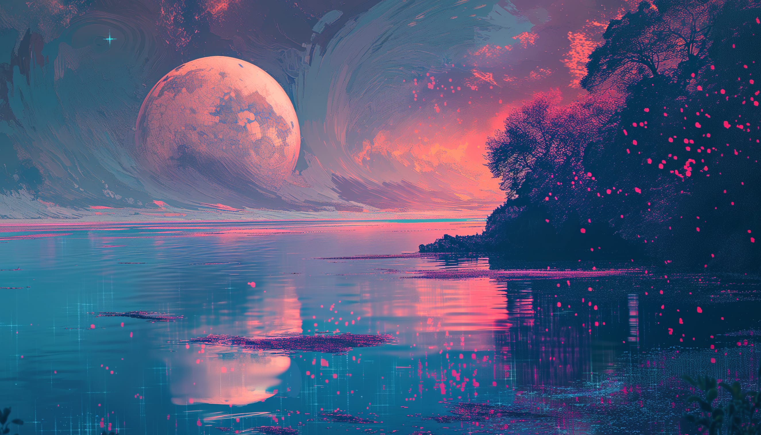 Moonlit Magenta Dreamscape - Artistic wallpapers HD quality