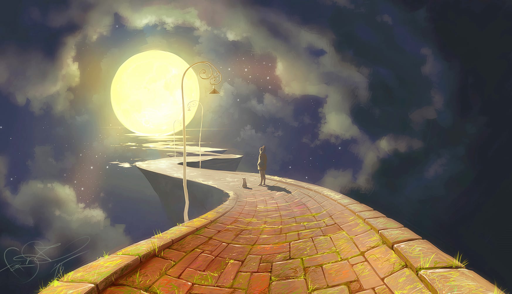 Moonlit Path An Artistic Journey wallpapers HD quality