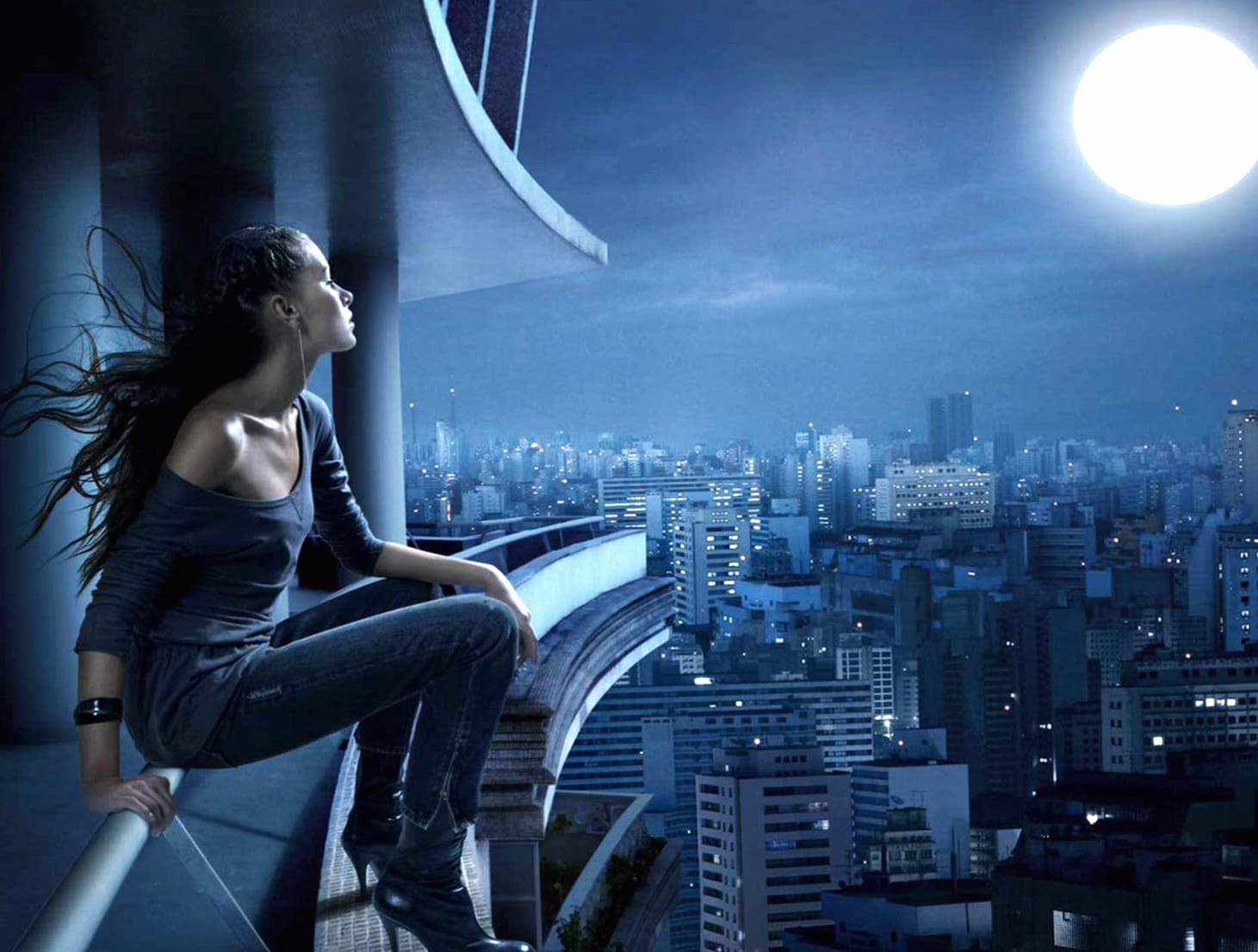 Moonlit Reflection - Artistic Woman wallpapers HD quality