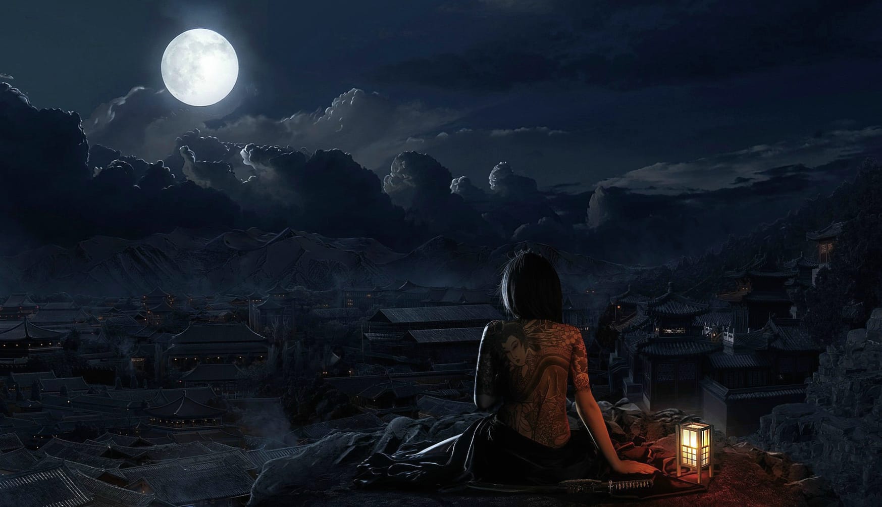 Moonlit Warrior Fantasy Women wallpapers HD quality