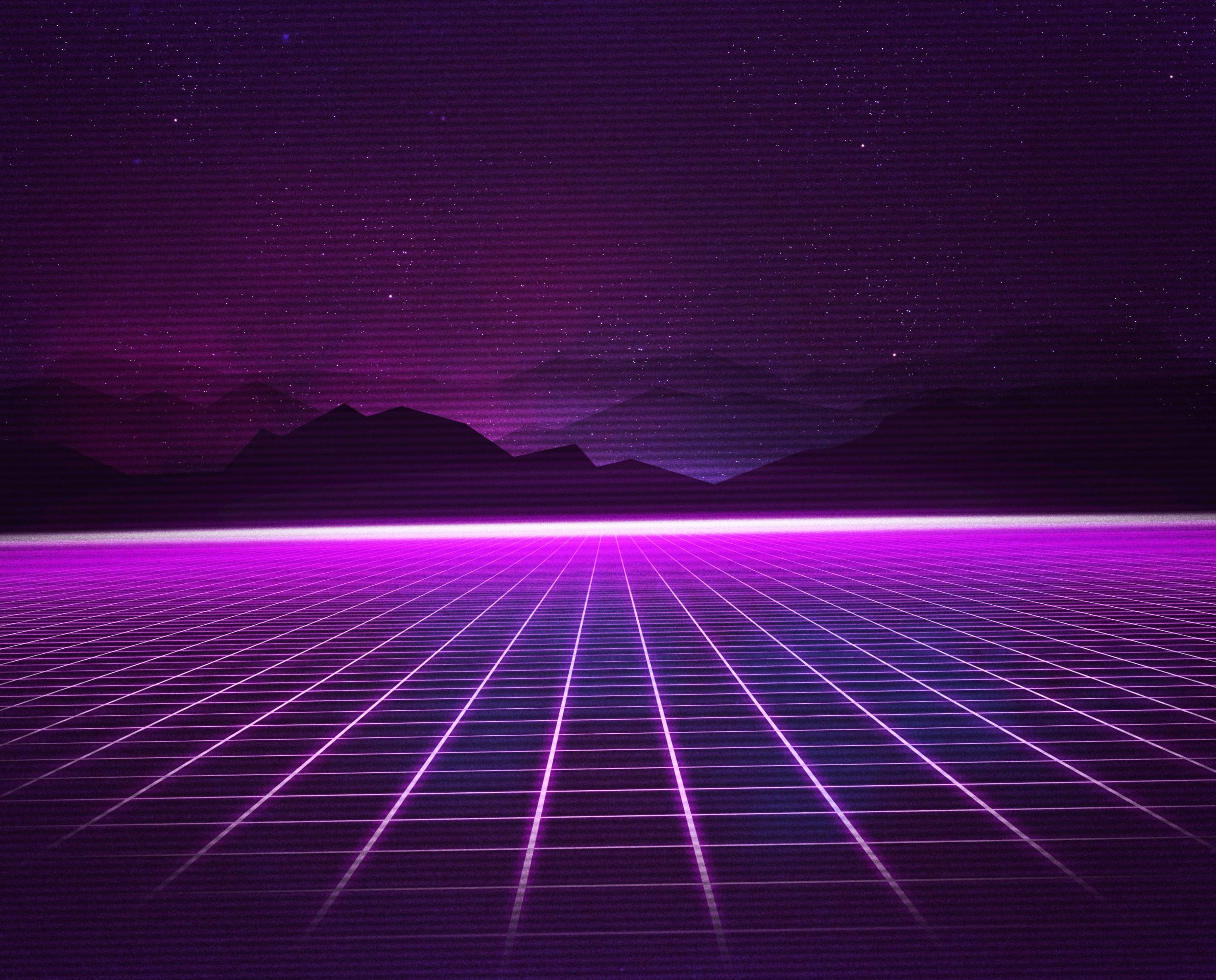 Mountain Purple Grid Synthwave Artistic Retro Wave wallpapers HD quality