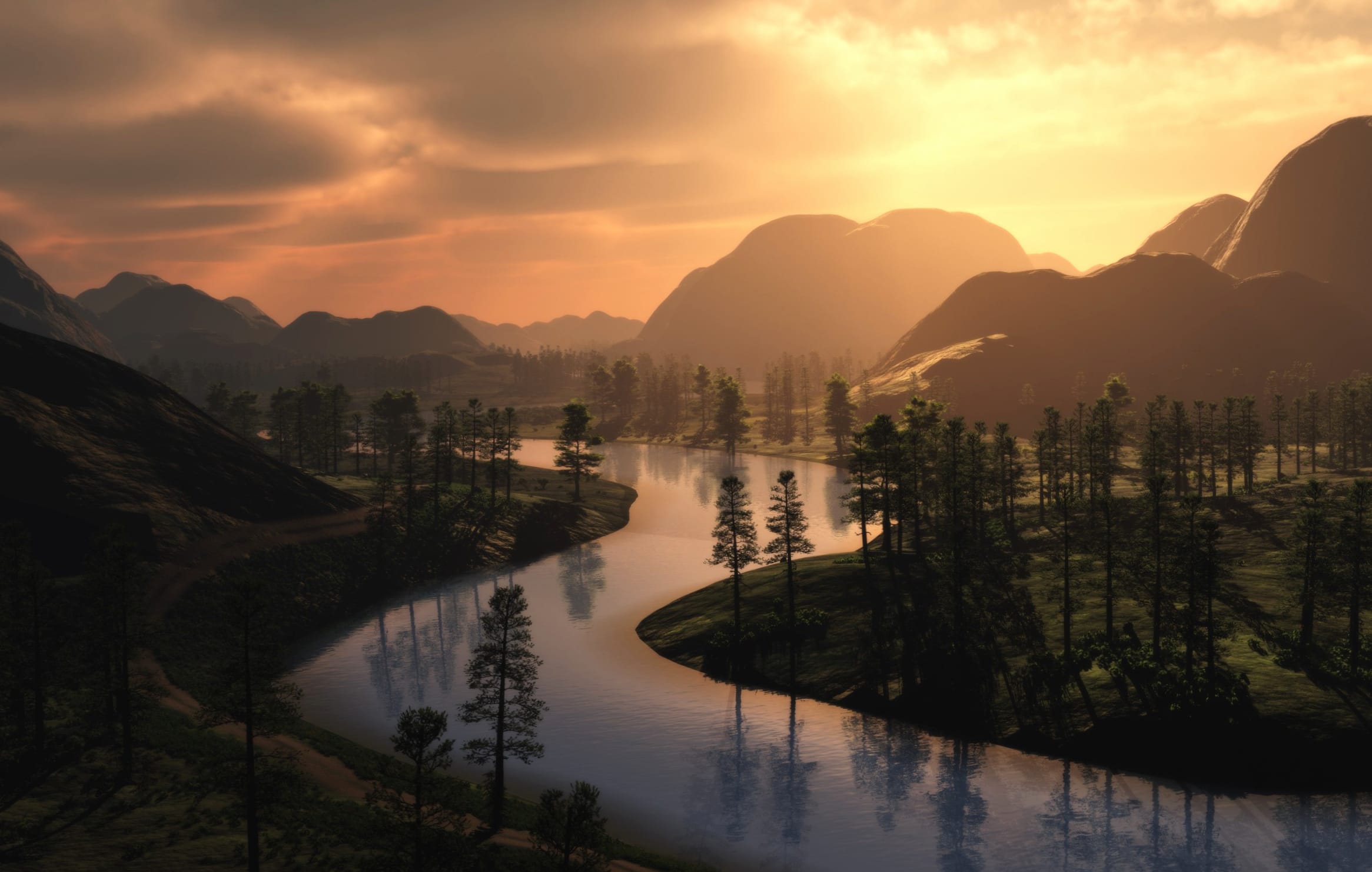 Mountain Valley River - at 1920 x 1080 HD size wallpapers HD quality