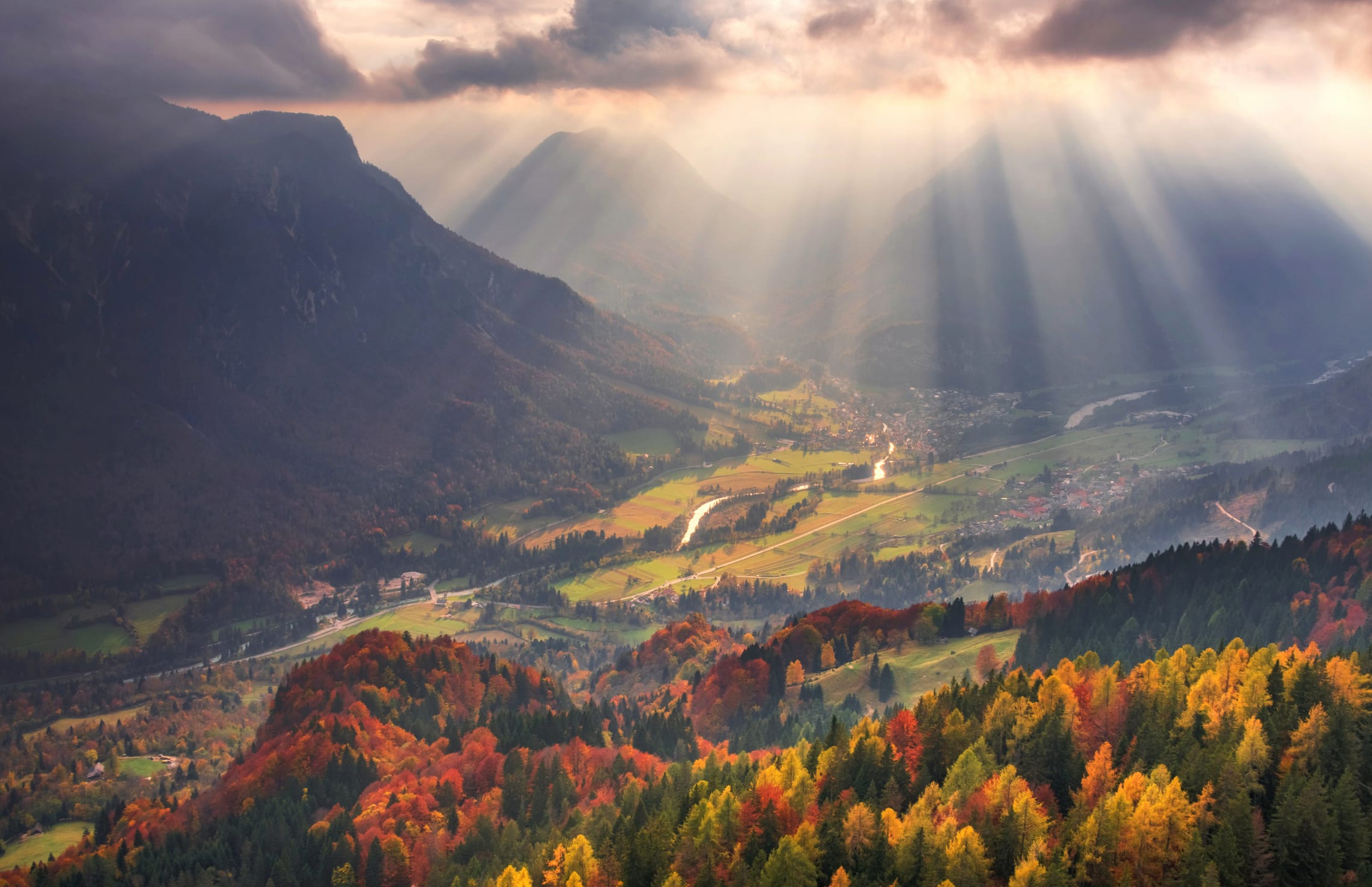 Mountain Valley Sunbeam Forest Nature Photography Landscape wallpapers HD quality