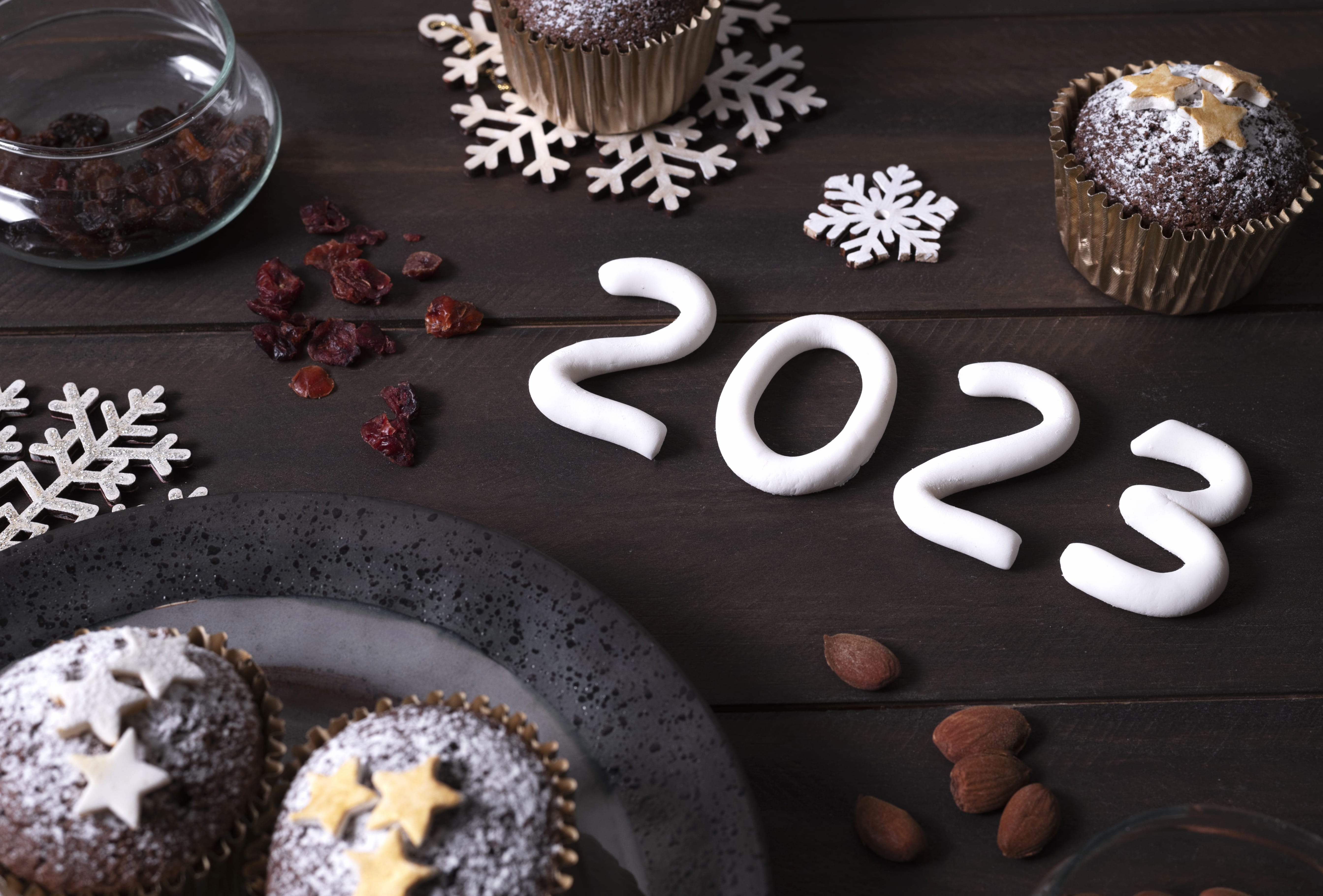 Muffin Holiday New Year 2023 at 1366 x 768 HD size wallpapers HD quality