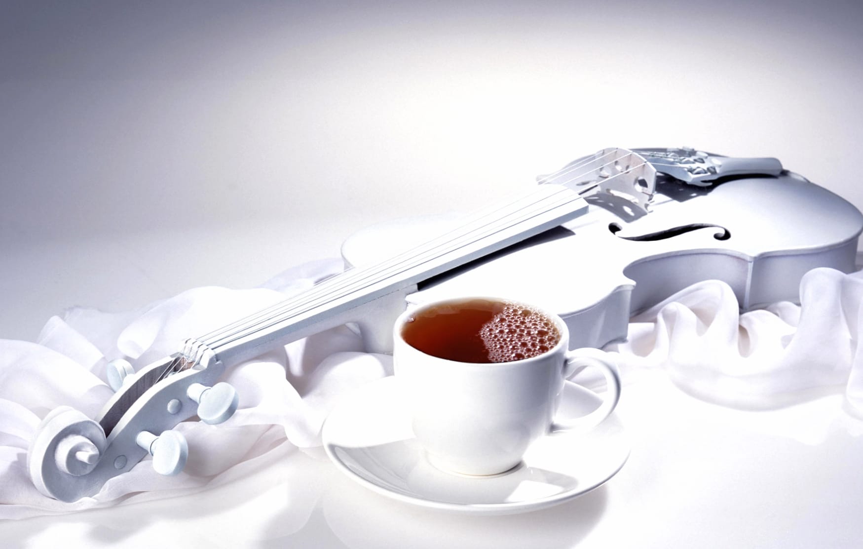 Music Violin Mug Tea Coffee Photography Still Life at 320 x 480 iPhone size wallpapers HD quality