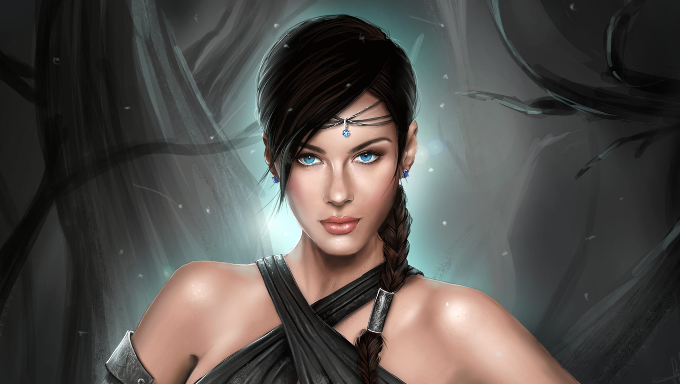 Mystic Enchantress - HD Fantasy Woman Wallpaper at 320 x 480 iPhone size wallpapers HD quality