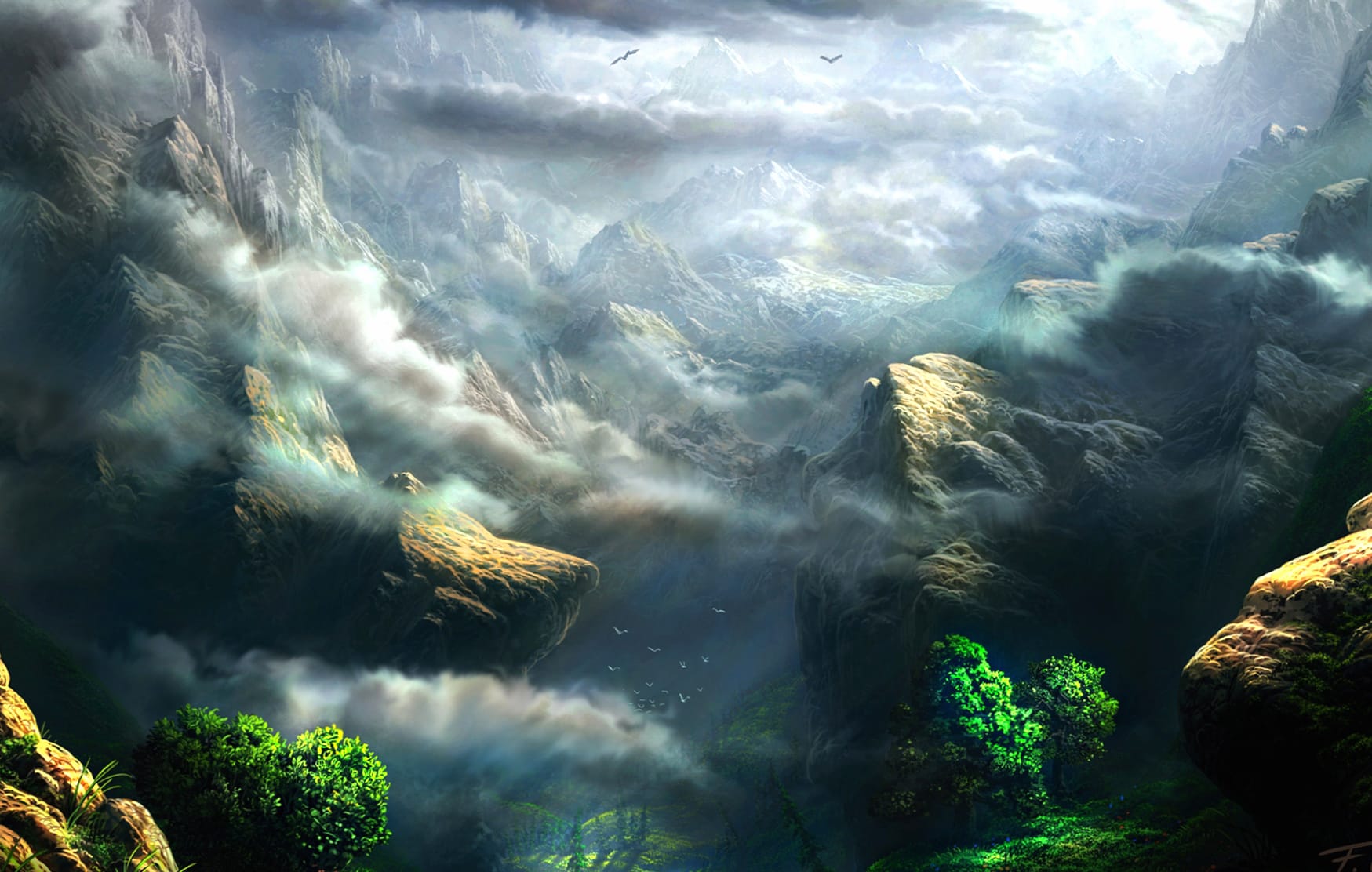 Mystic Fog Mountains - Fantasy wallpapers HD quality