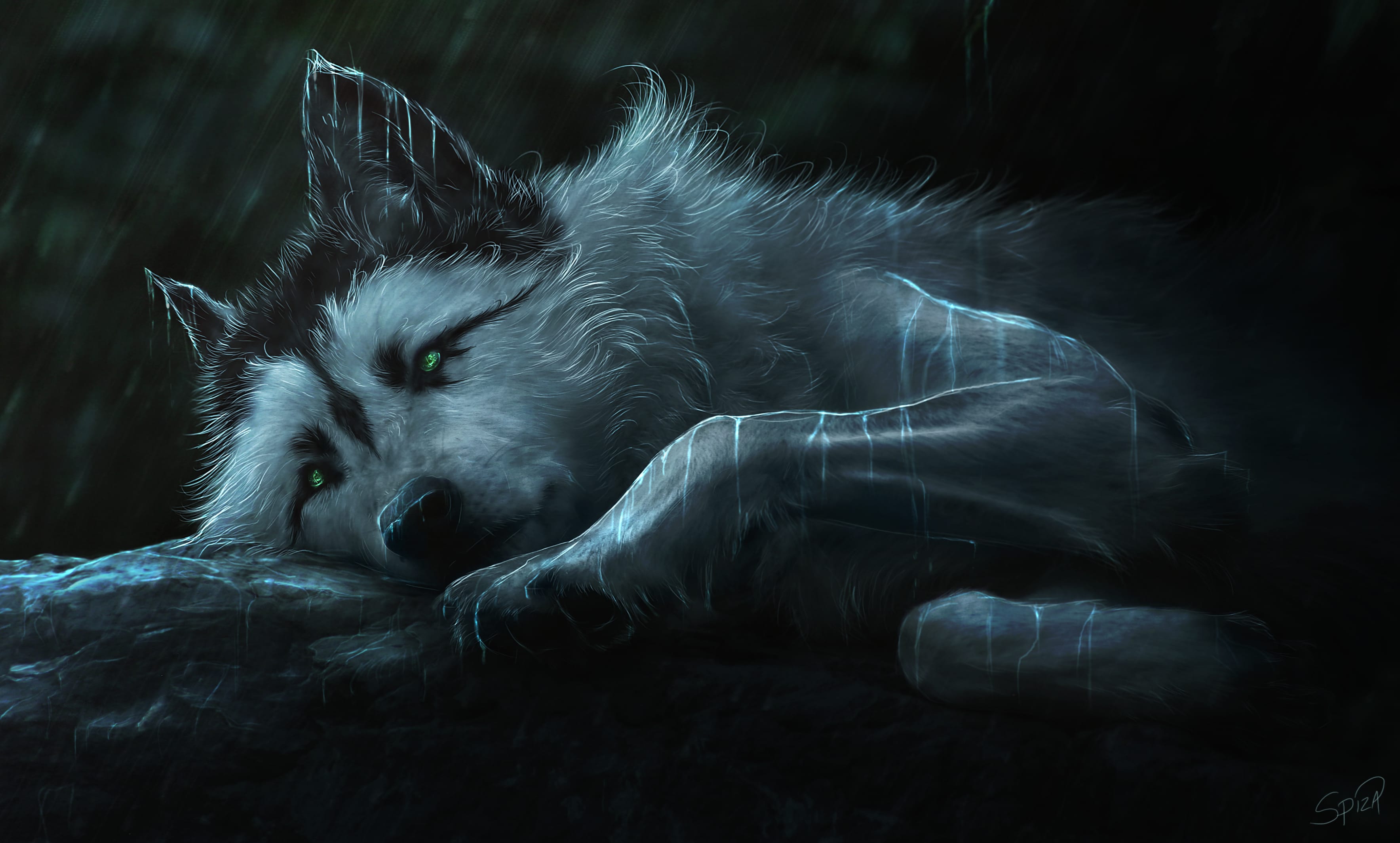 Mystic Rain Wolf - HD Fantasy Wallpaper at 1280 x 720 HD size wallpapers HD quality