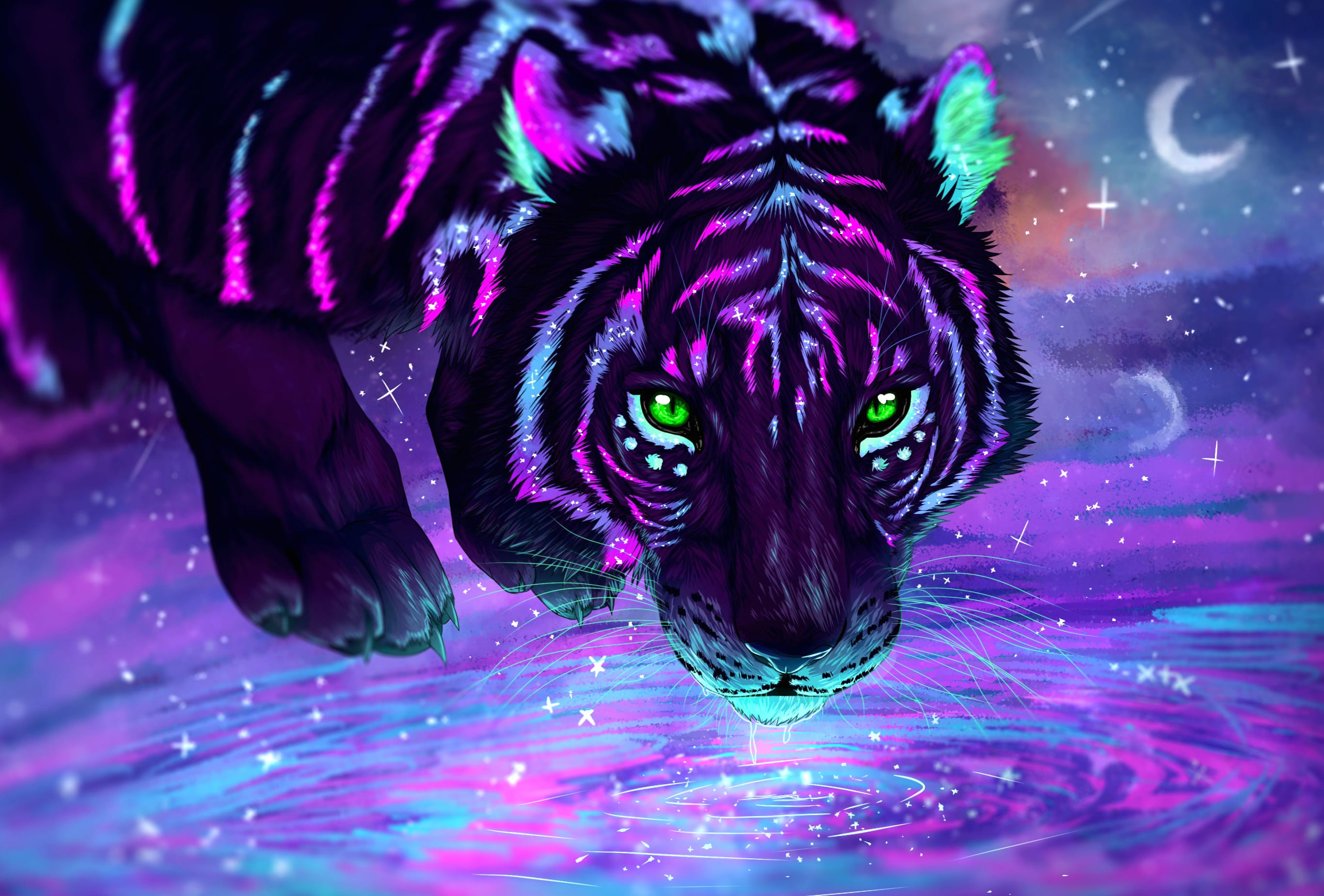 Mystic Reflections Green-Eyed Tiger wallpapers HD quality