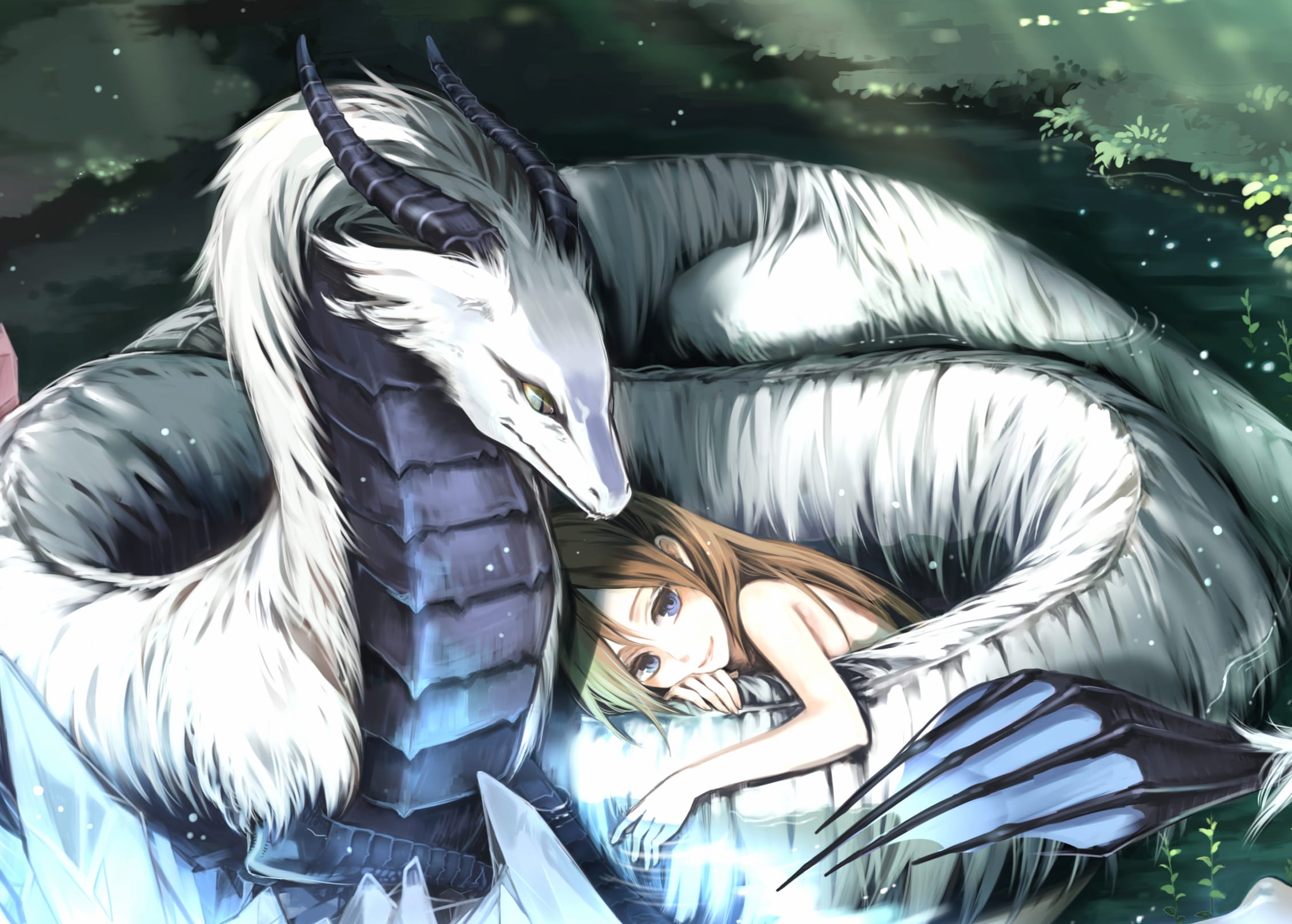 Mystic Waters and the Blue-Eyed Dragon - at 640 x 1136 iPhone 5 size wallpapers HD quality