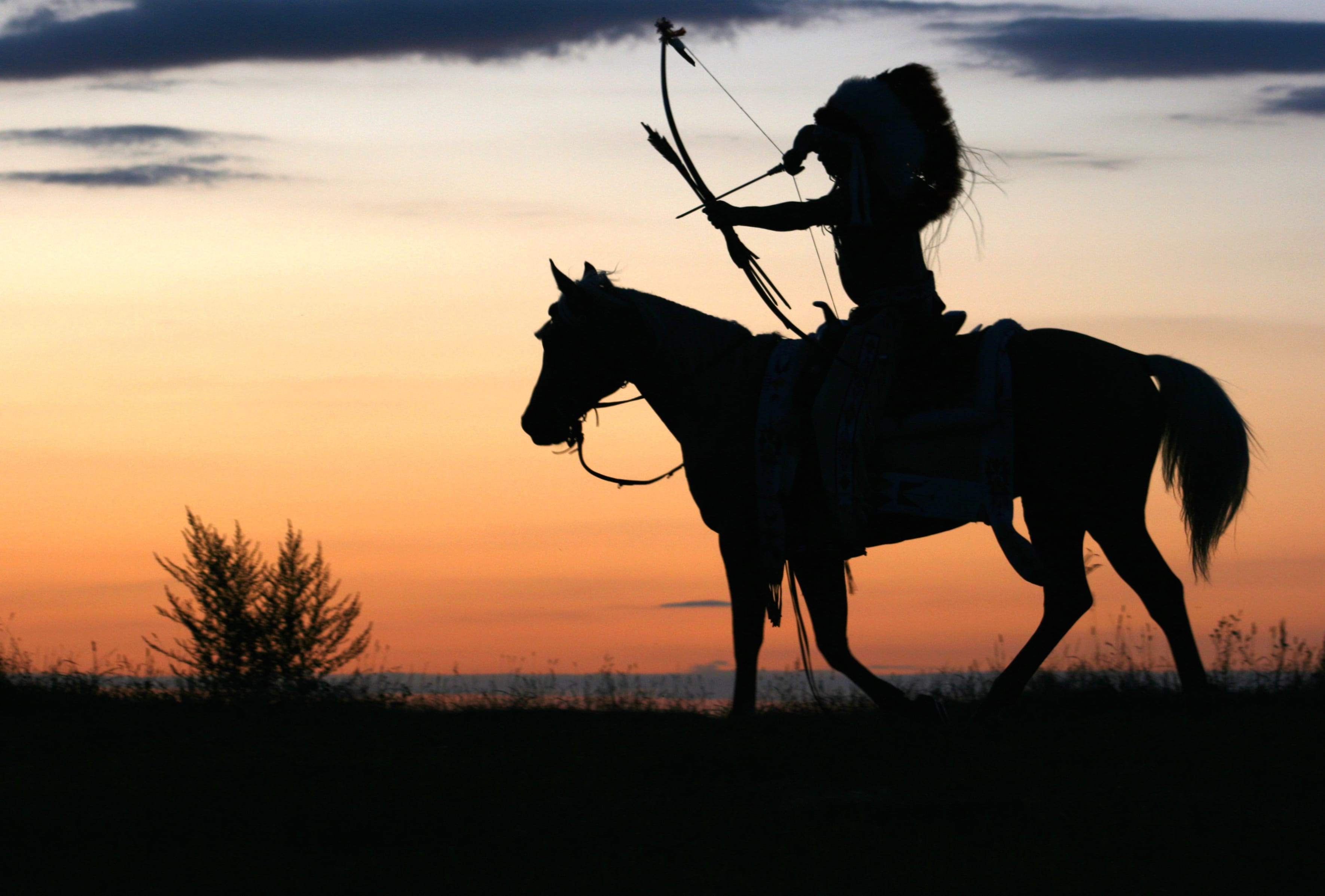 Native American Horseman Silhouette - at 1280 x 960 size wallpapers HD quality