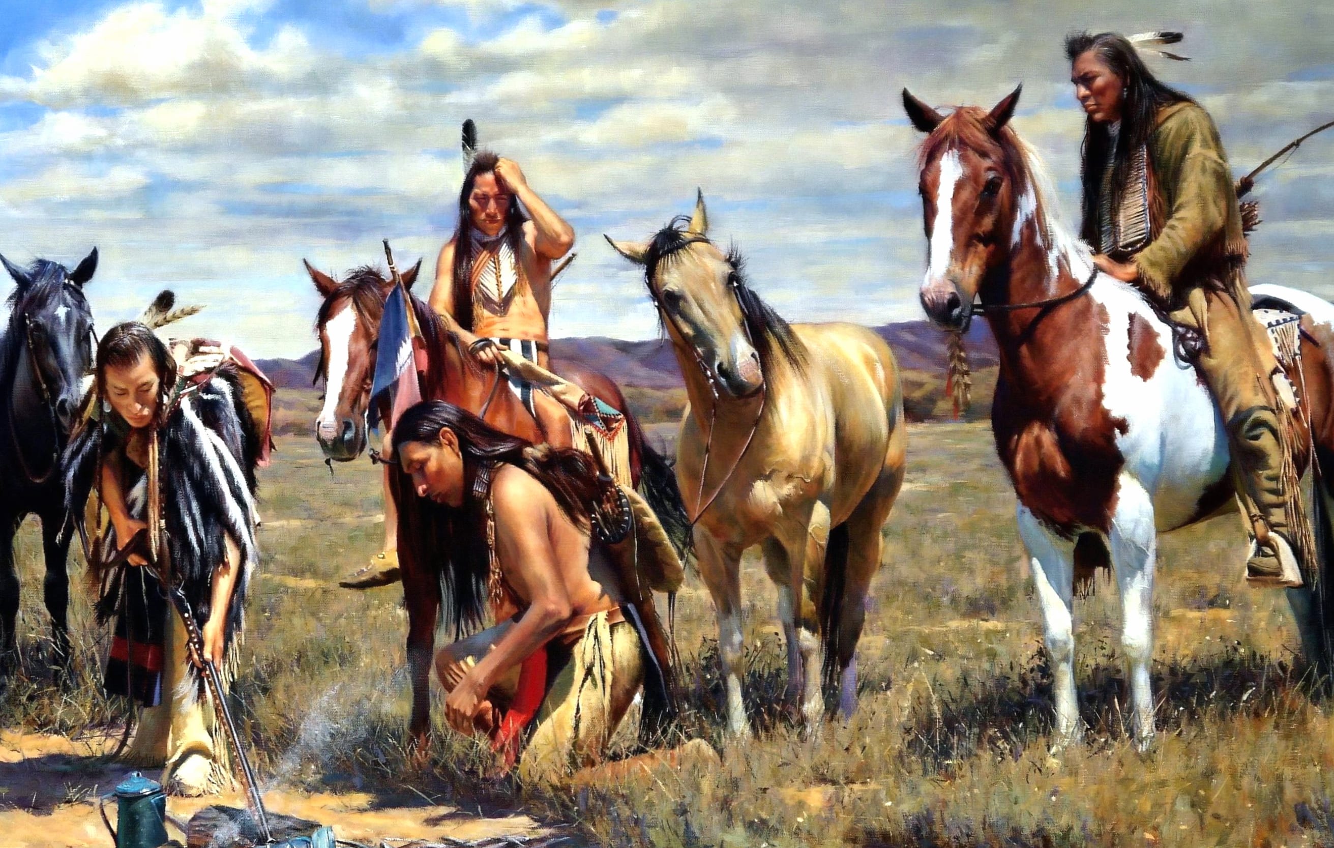 Native American Horsemen at 1536 x 864 HD size wallpapers HD quality