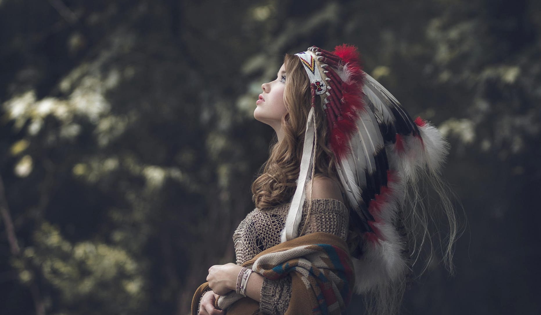 Native American Woman in Nature - at 1024 x 1024 iPad size wallpapers HD quality