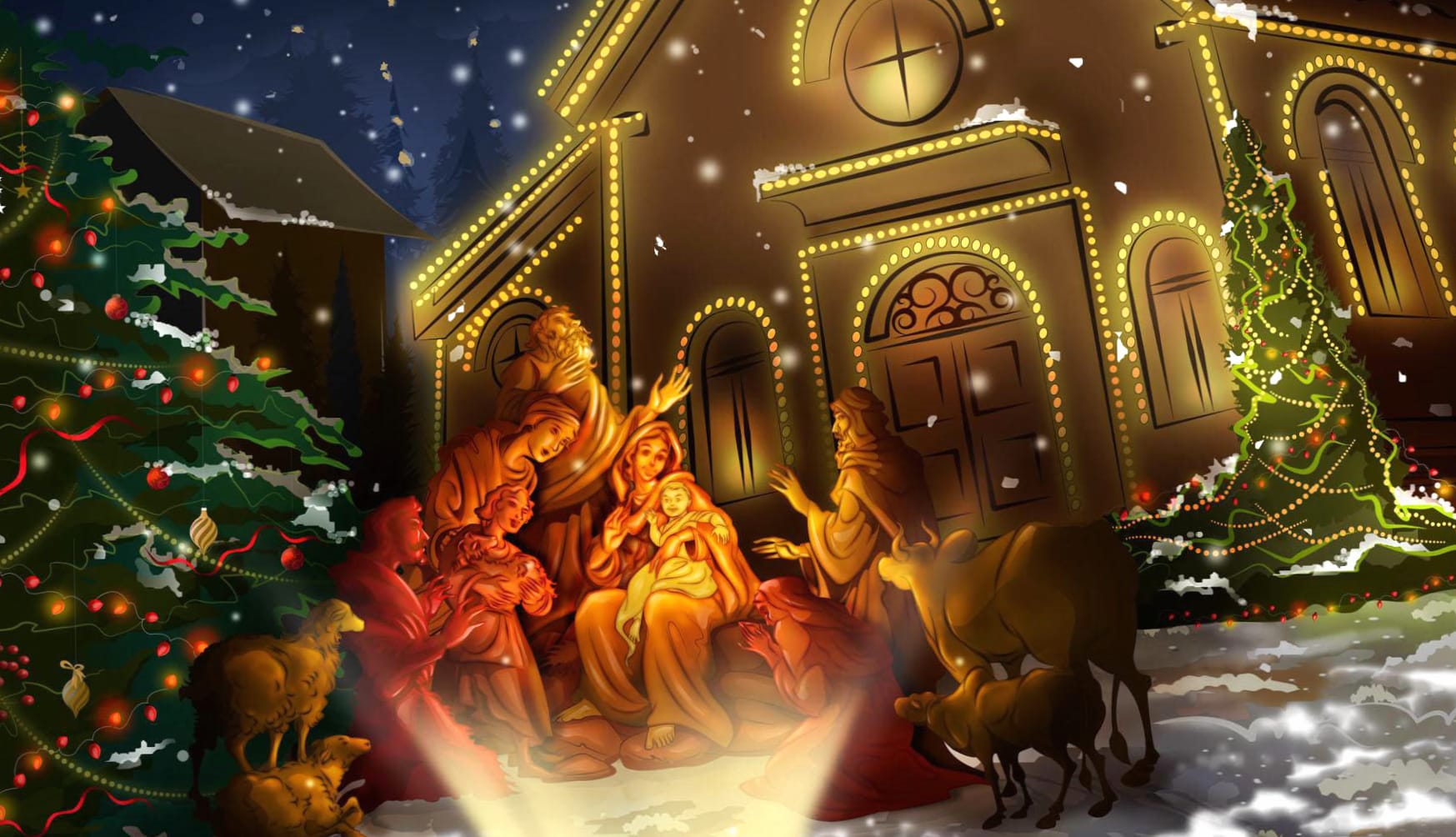 Nativity Christmas Tree Holiday Christmas at 2560 x 1440 HD size wallpapers HD quality